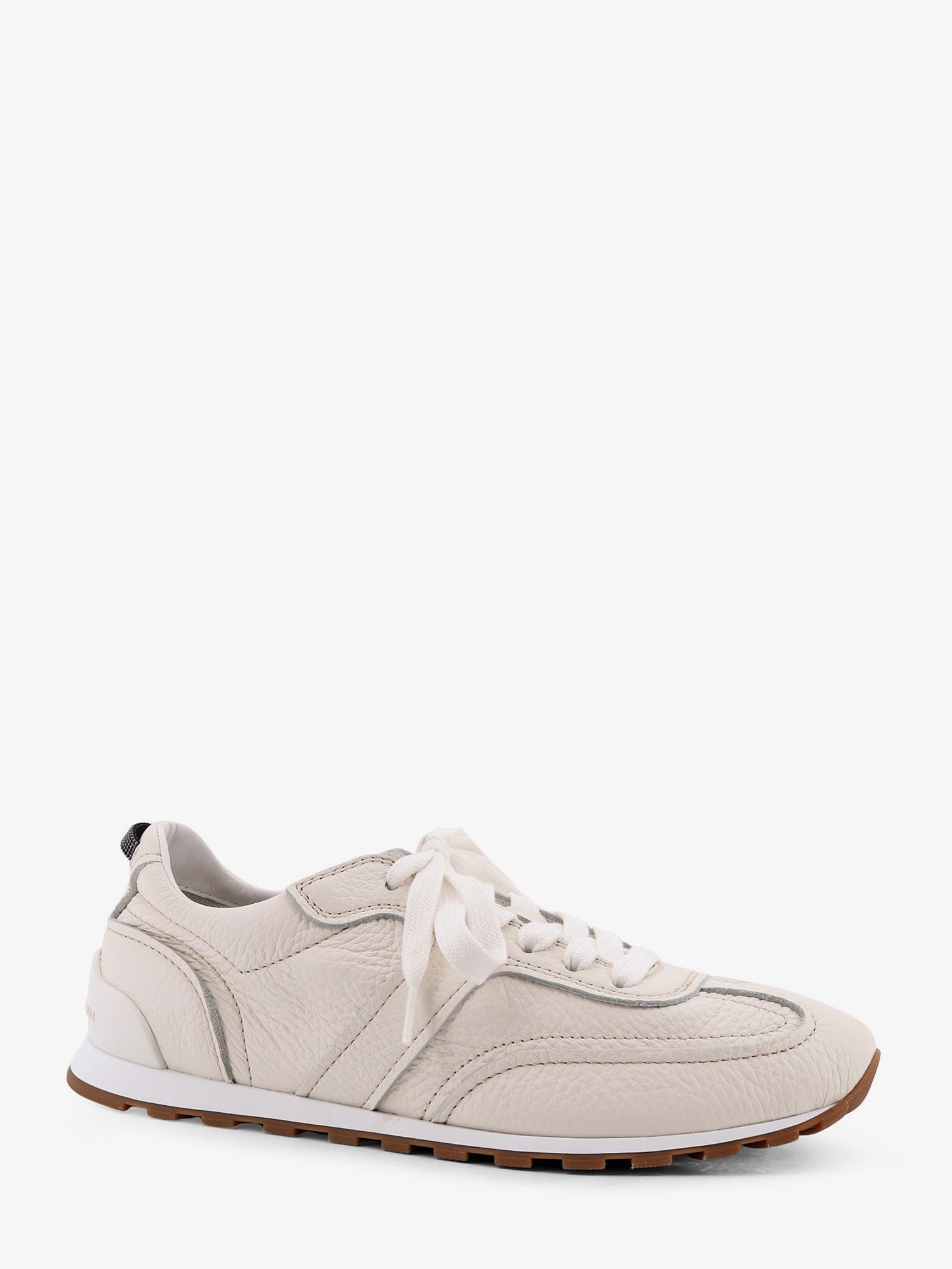 Brunello Cucinelli Leather Sneakers With Monili On The Back