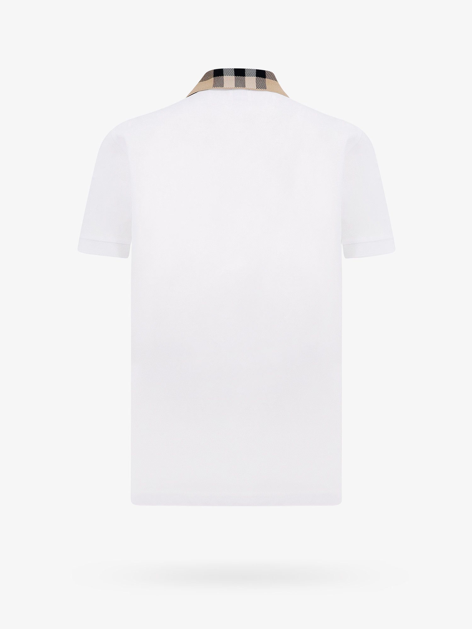 Burberry Cotton Polo Shirt With Check Collar Detail