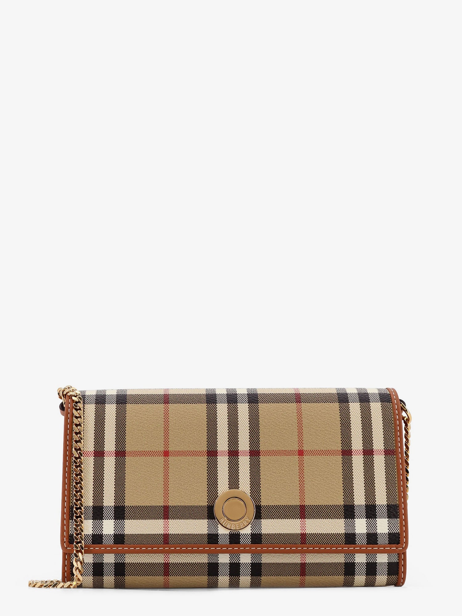 Burberry Coated Canvas Shoulder Bag With Check Pattern