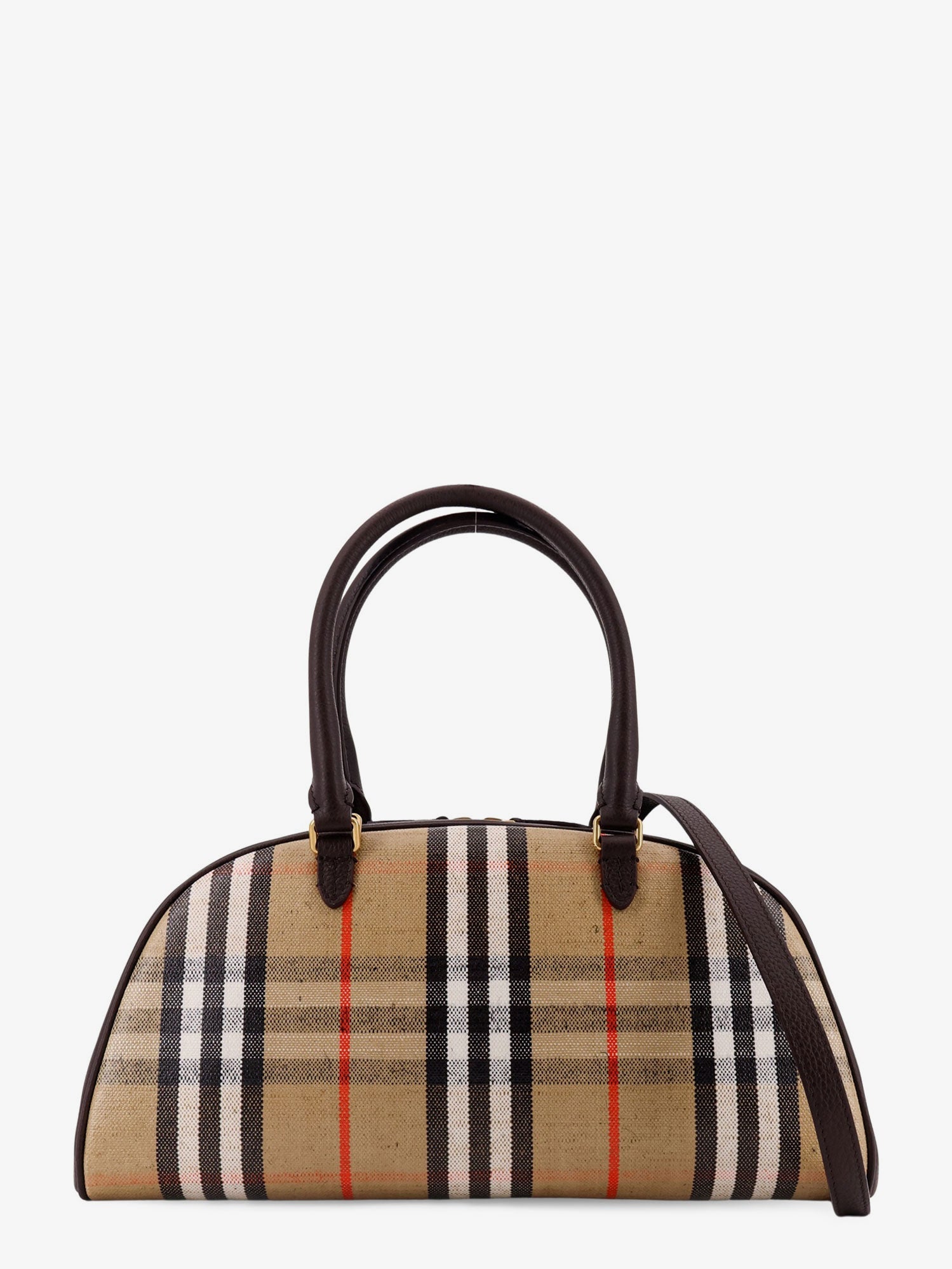 Burberry Coated Canvas Crossbody Bag With Check Pattern
