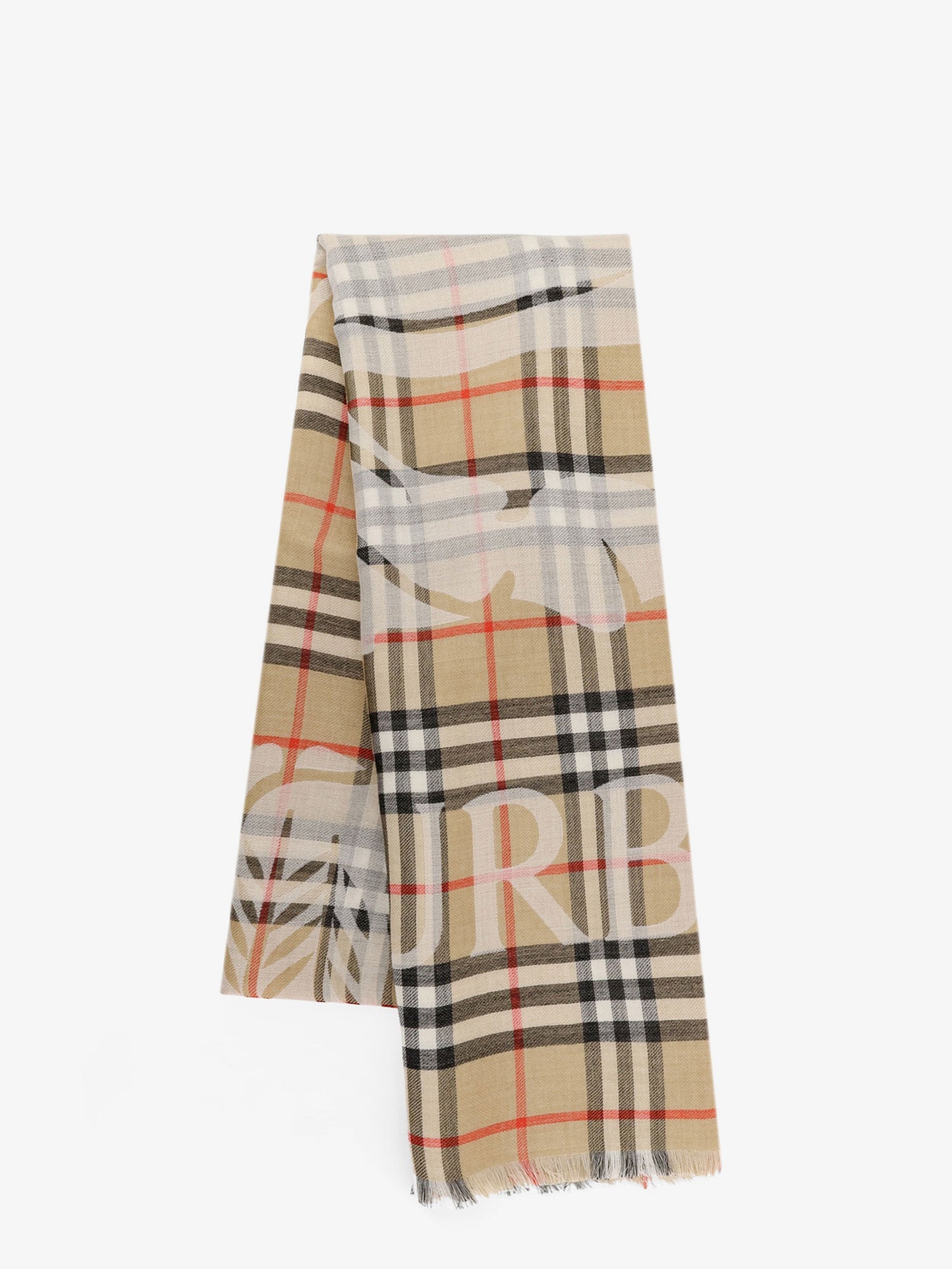 Burberry Wool And Silk Blend Scarf With Check Pattern