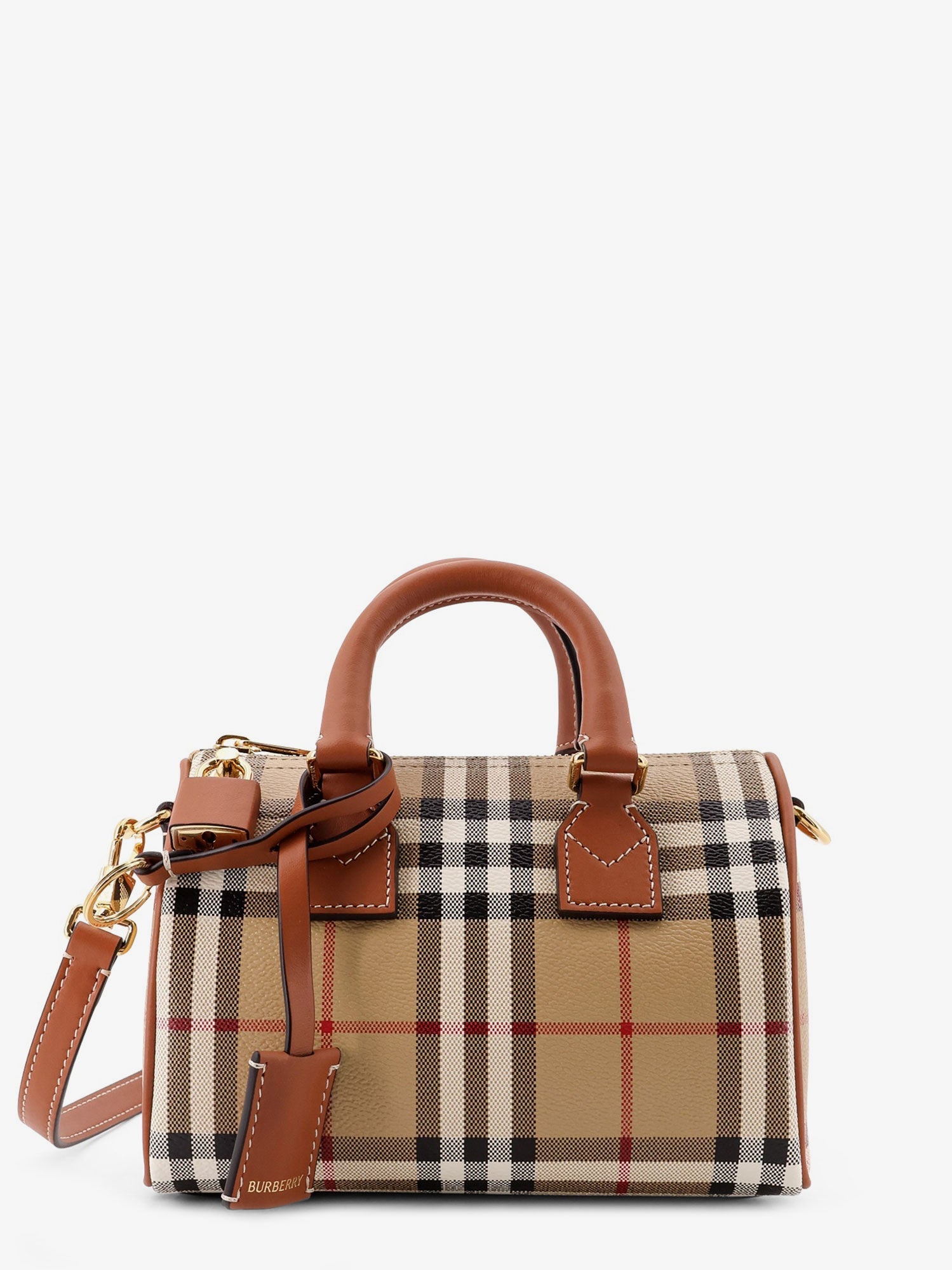 Burberry Coated Canvas Crossbody Bag With Check Pattern