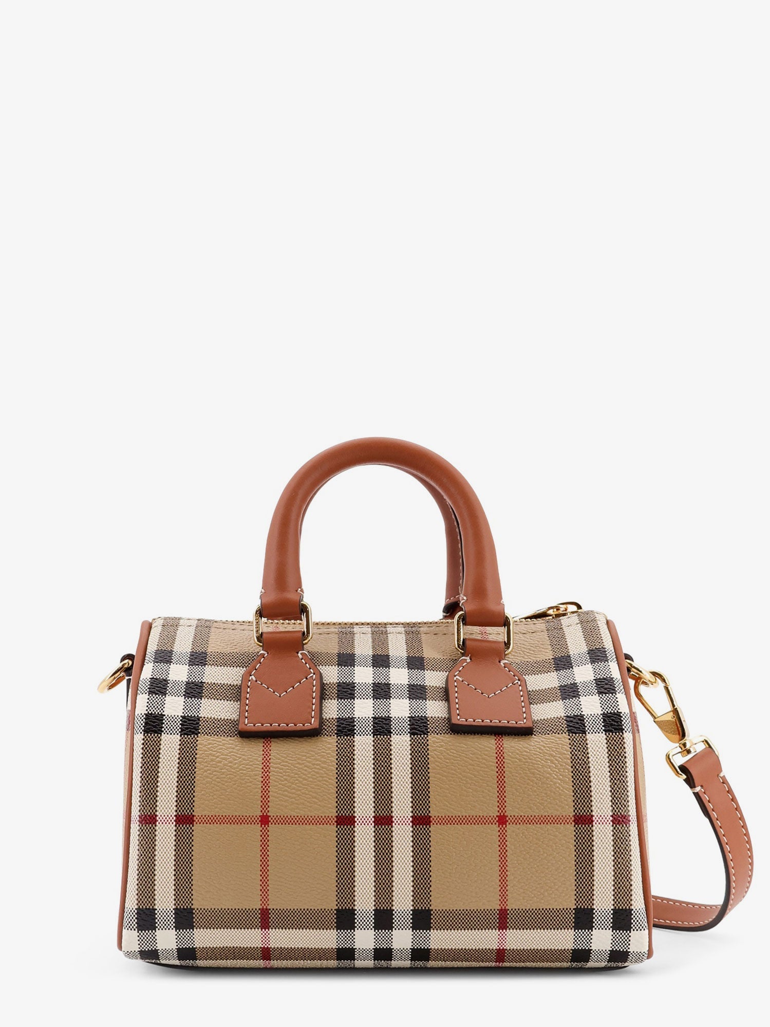 Burberry Coated Canvas Crossbody Bag With Check Pattern