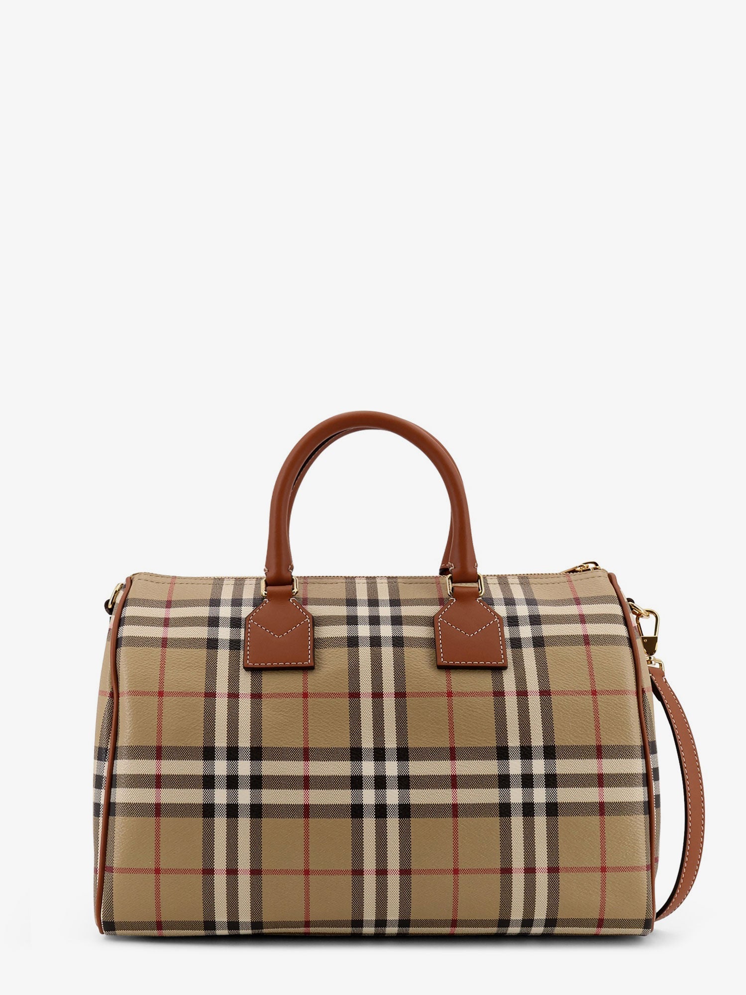 Burberry Coated Canvas Handbag With Check Pattern