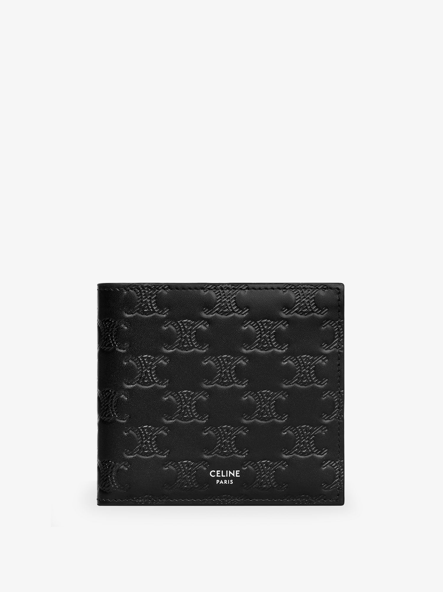 Celine Leather Bifold Wallet With Triomphe Motif