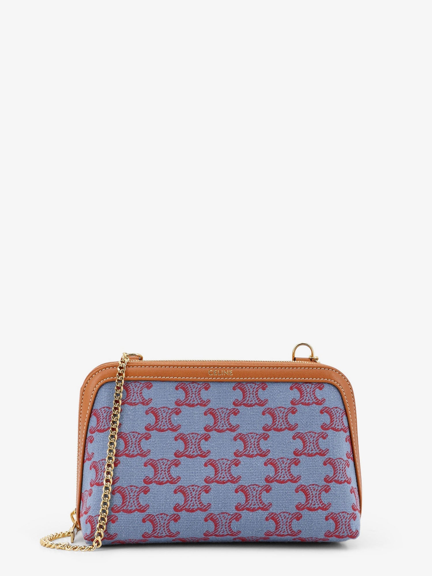 Celine Jacquard Fabric Crossbody Bag With All-over Triomphe Logo