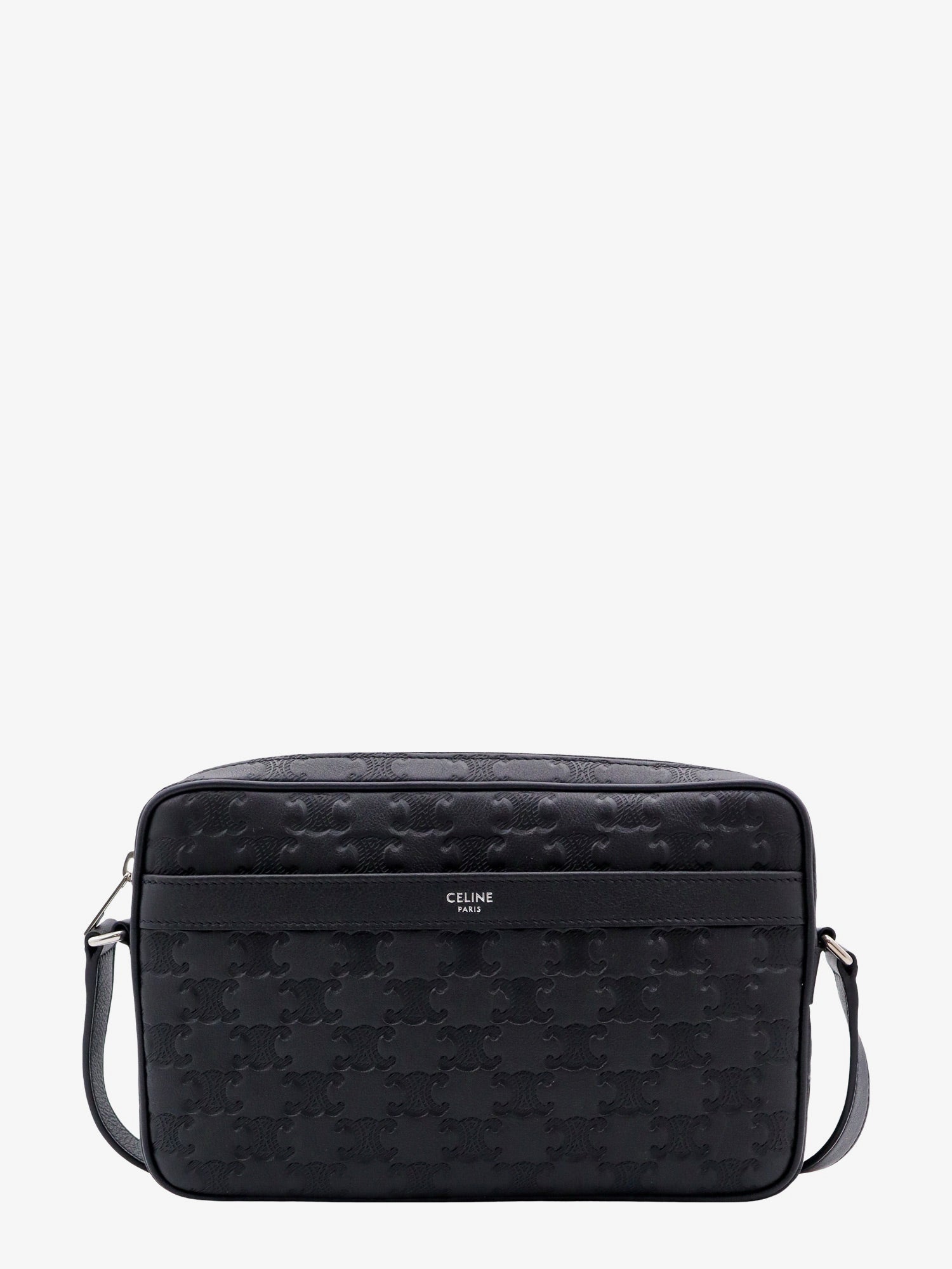Celine Triomphe Logo Leather Messenger Crossbody Bag