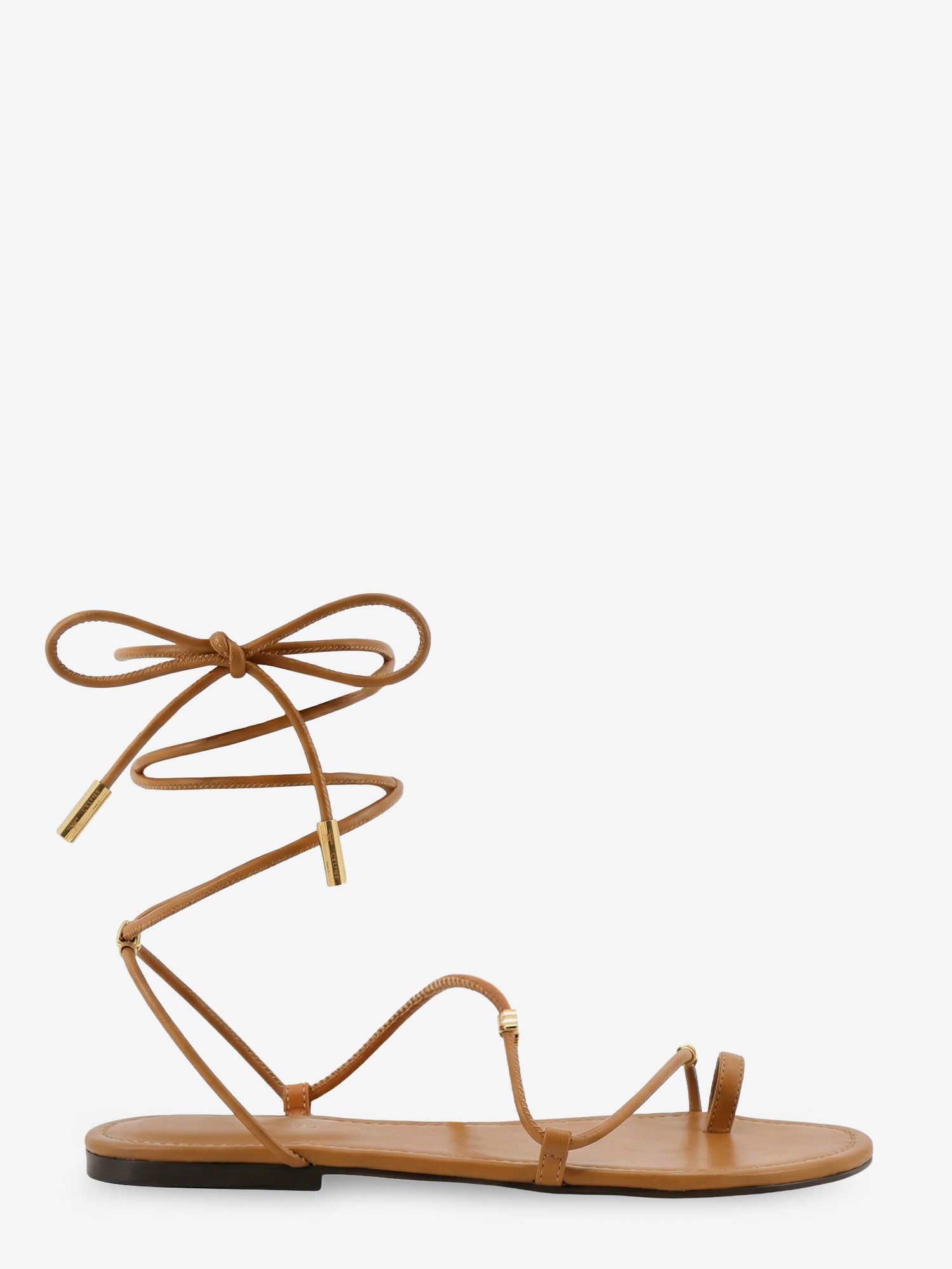 Celine Leather Sandals With Metal Triomphe Logo