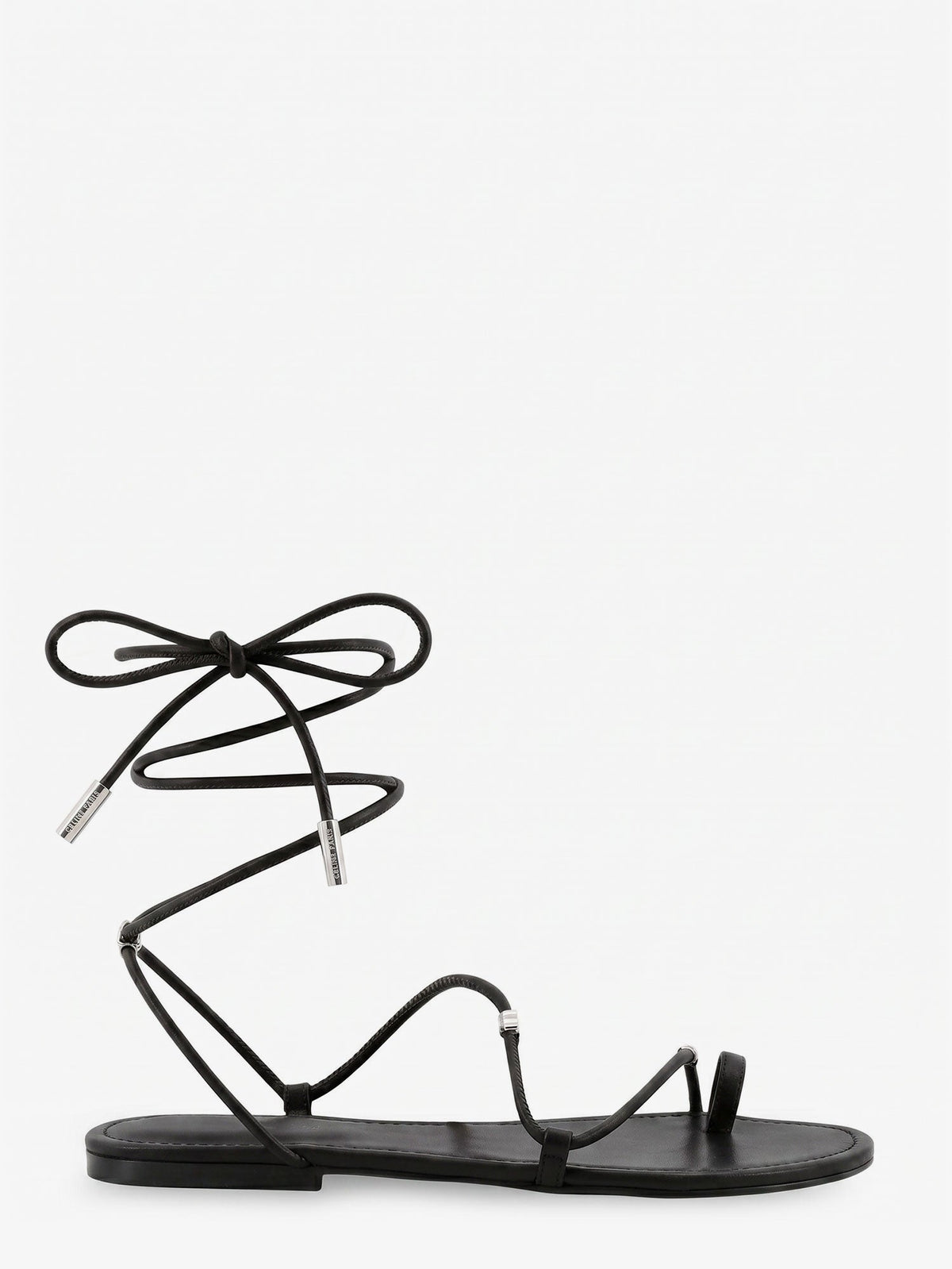 Celine Leather Sandals With Metal Triomphe Logo