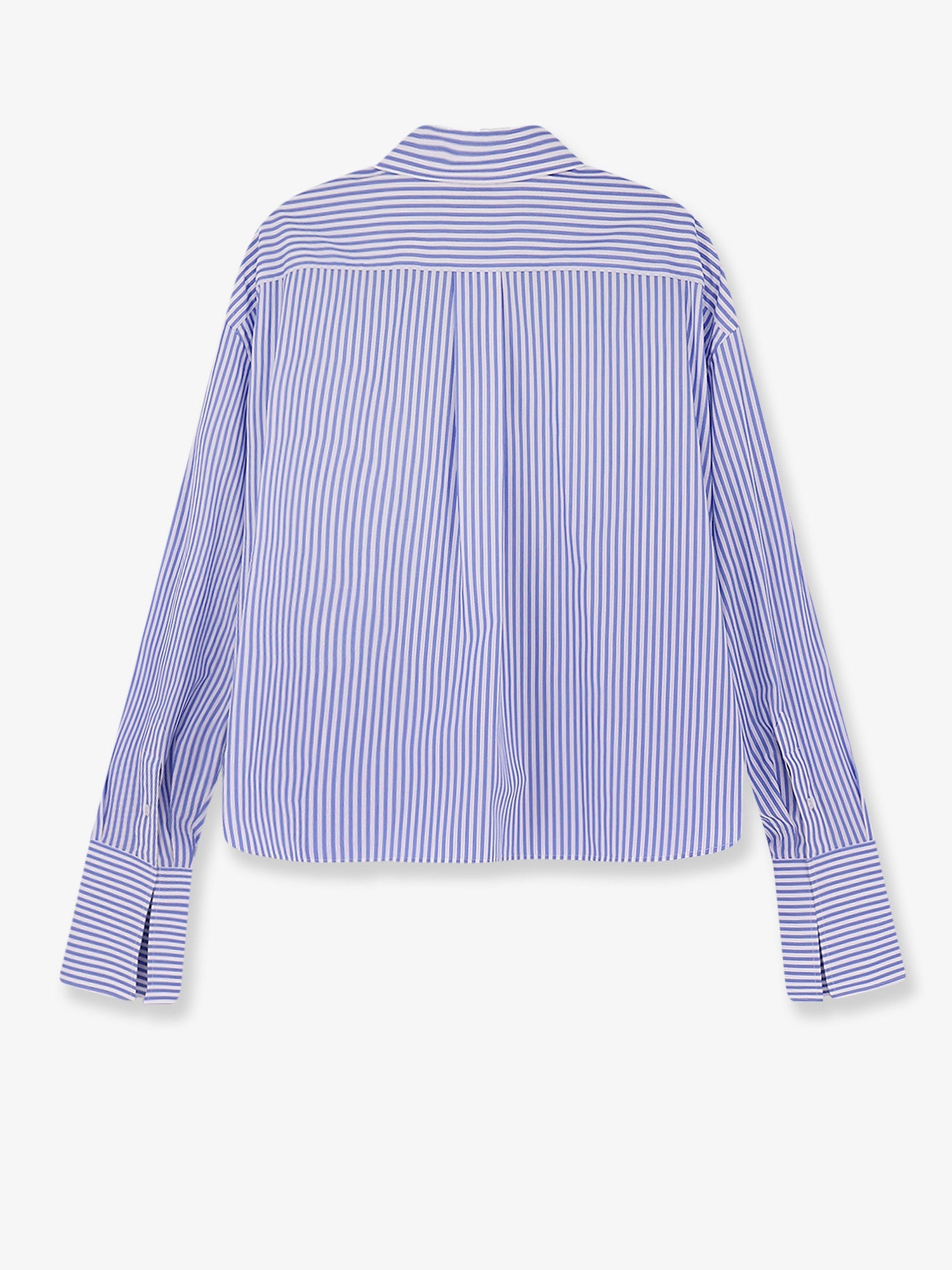 Celine Cropped Striped Cotton Shirt
