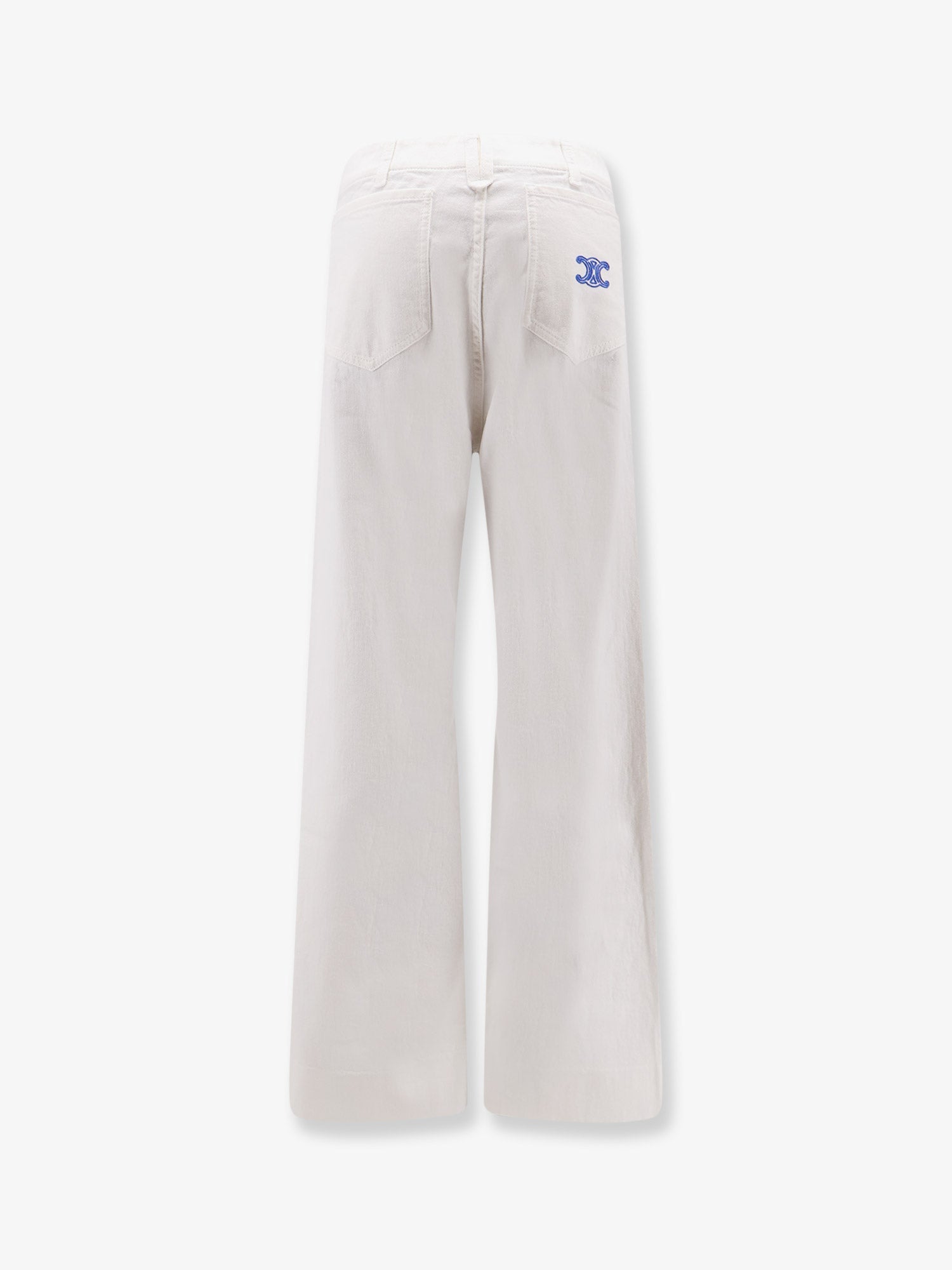 Celine Cotton Trousers With Triomphe Embroidery