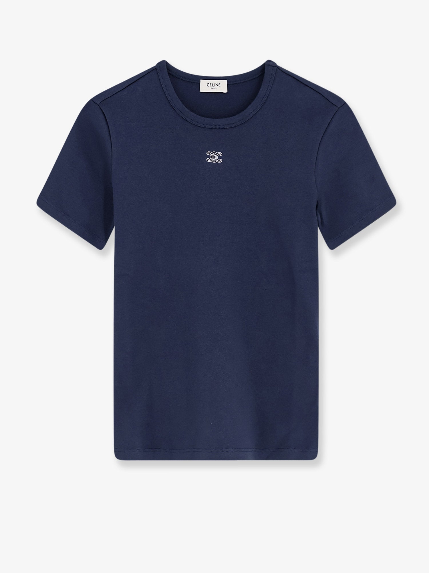 Celine Triomphe Cotton Blend T-shirt With Embroidered Logo