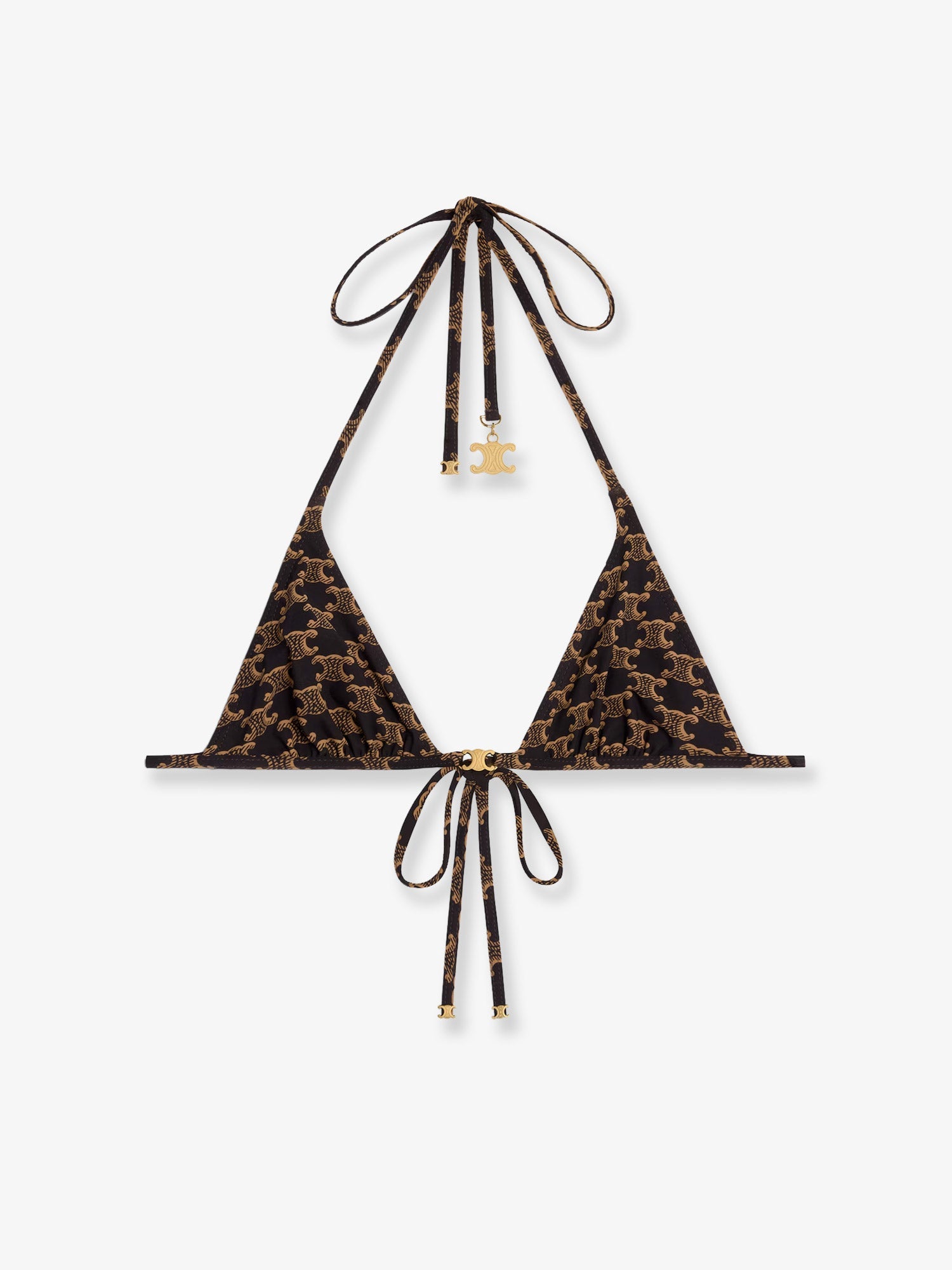 Celine Jersey Bikini Top With Monogram Print