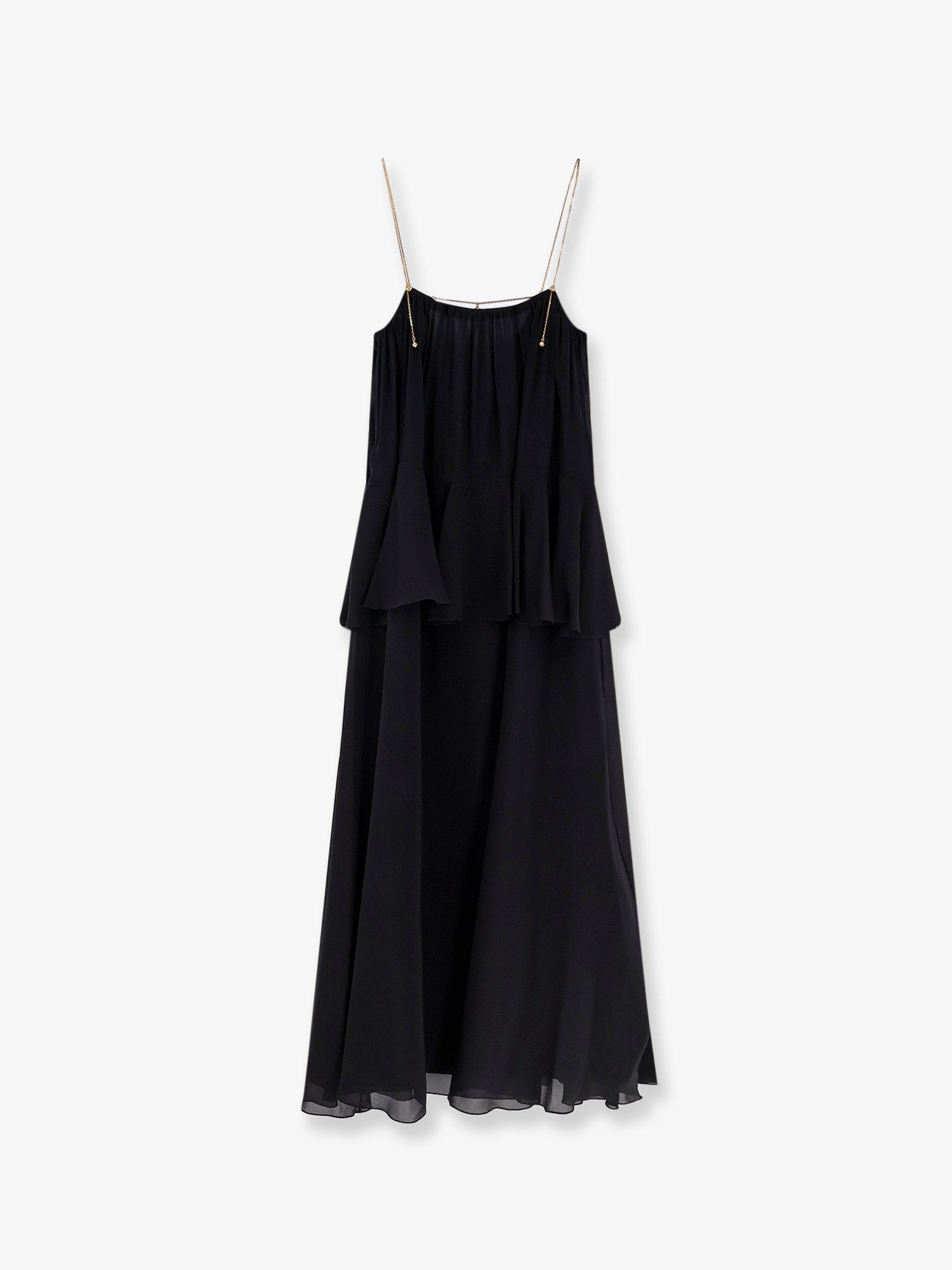 Chloé Flounced Silk Long Dress