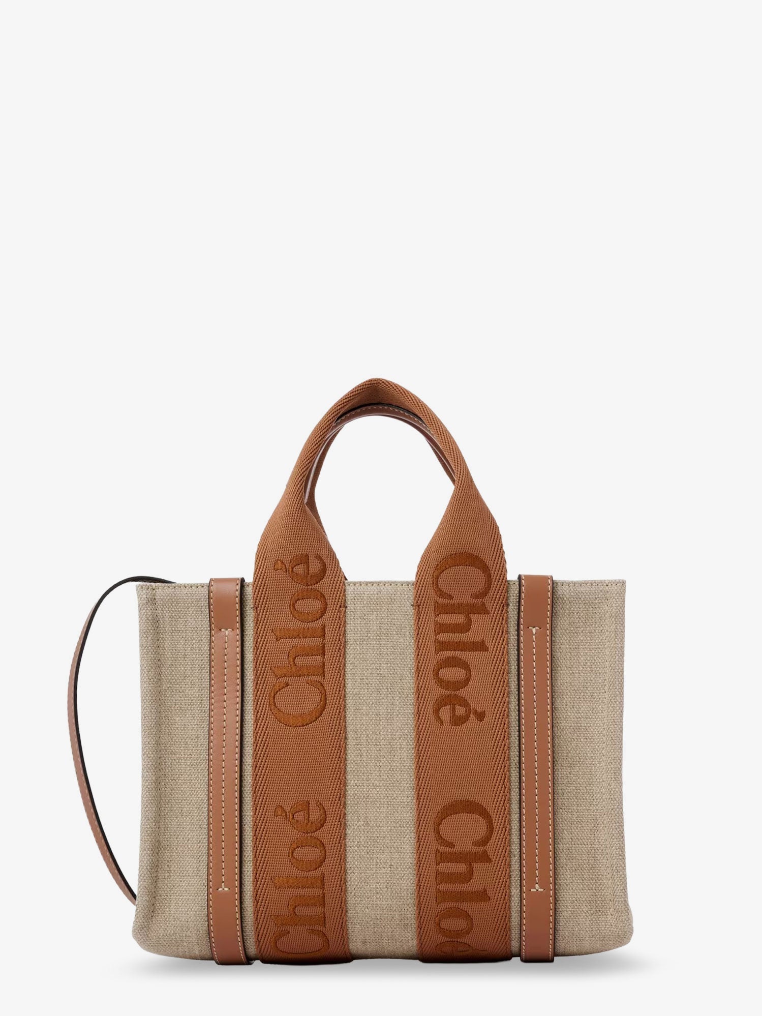 Chloé Woody Linen And Leather Tote Bag
