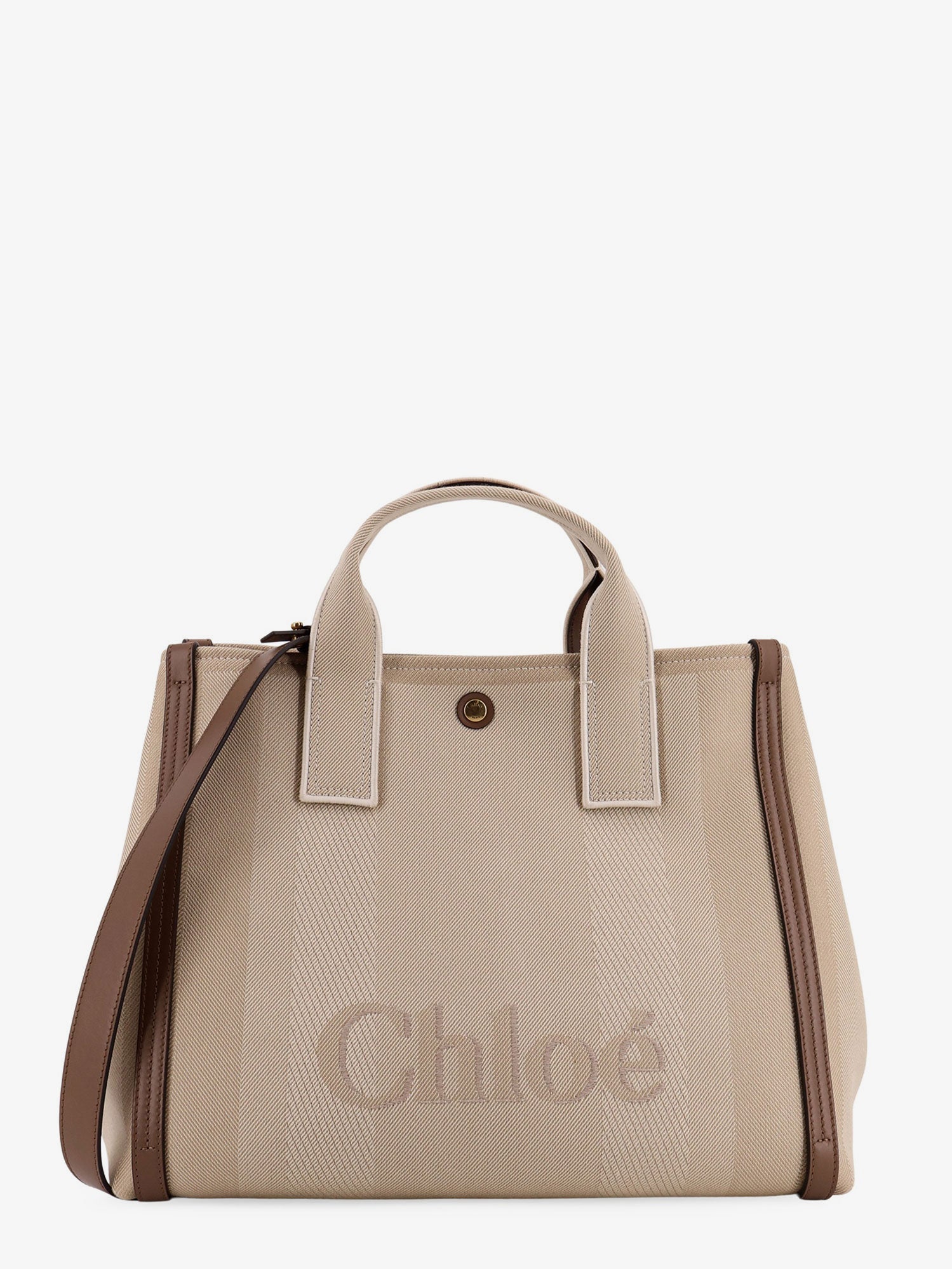 Chloé Striped Jacquard Fabricchloé Carry Crossbody Bag With Oversized Logo On The Front