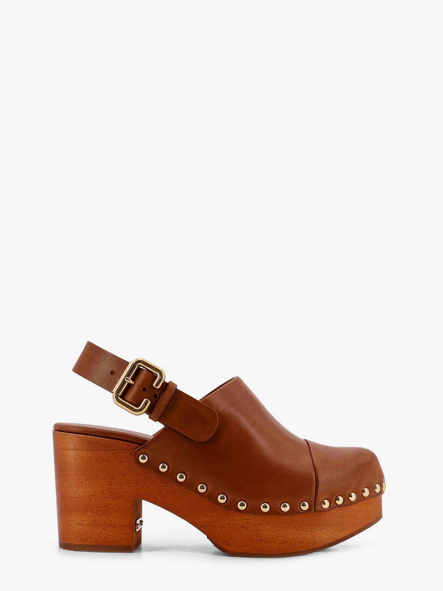 Chloé Leather And Wood Jeanette Sabot
