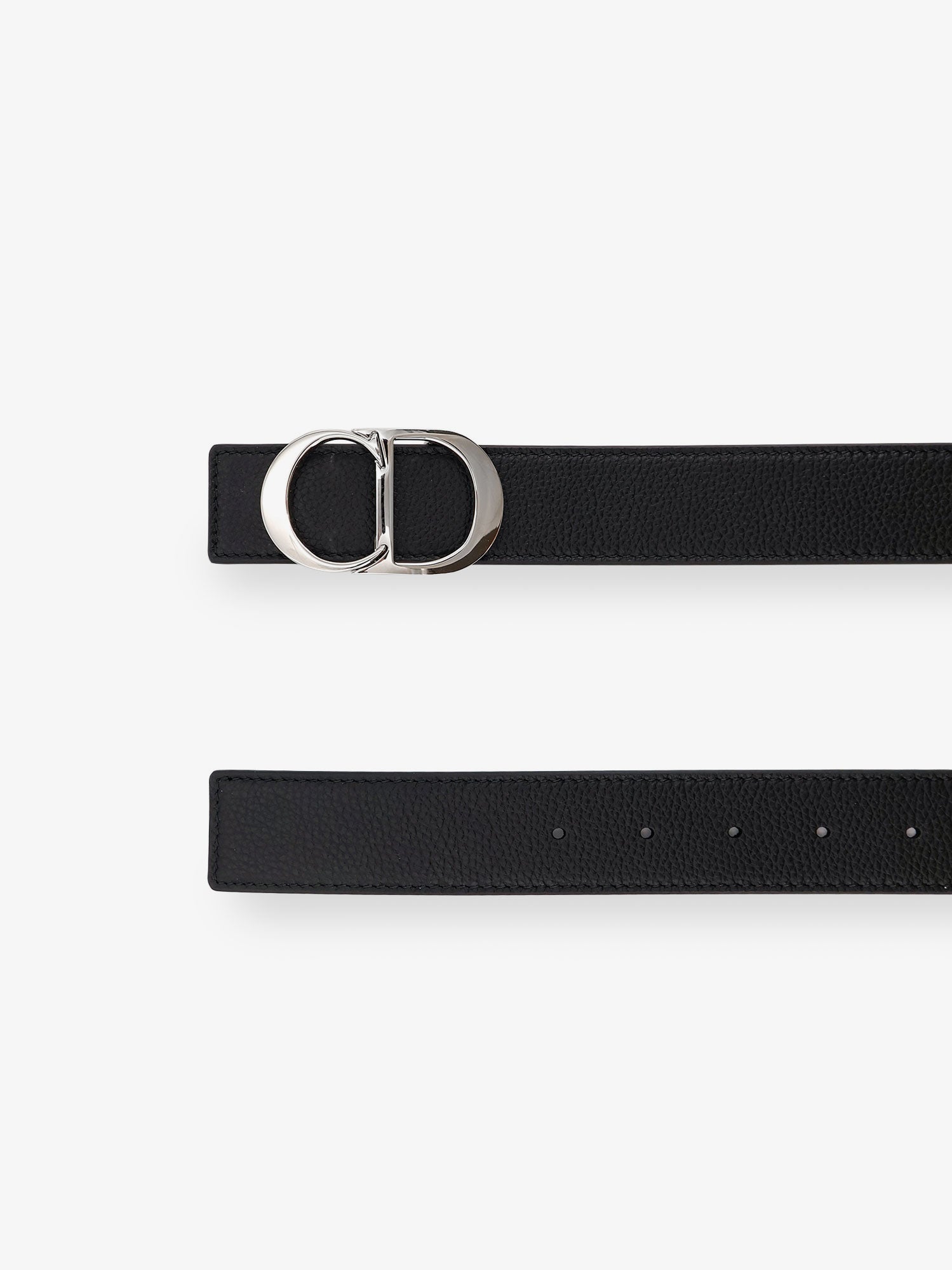 Dior Hammered Leather Belt With Metal Cd Logo
