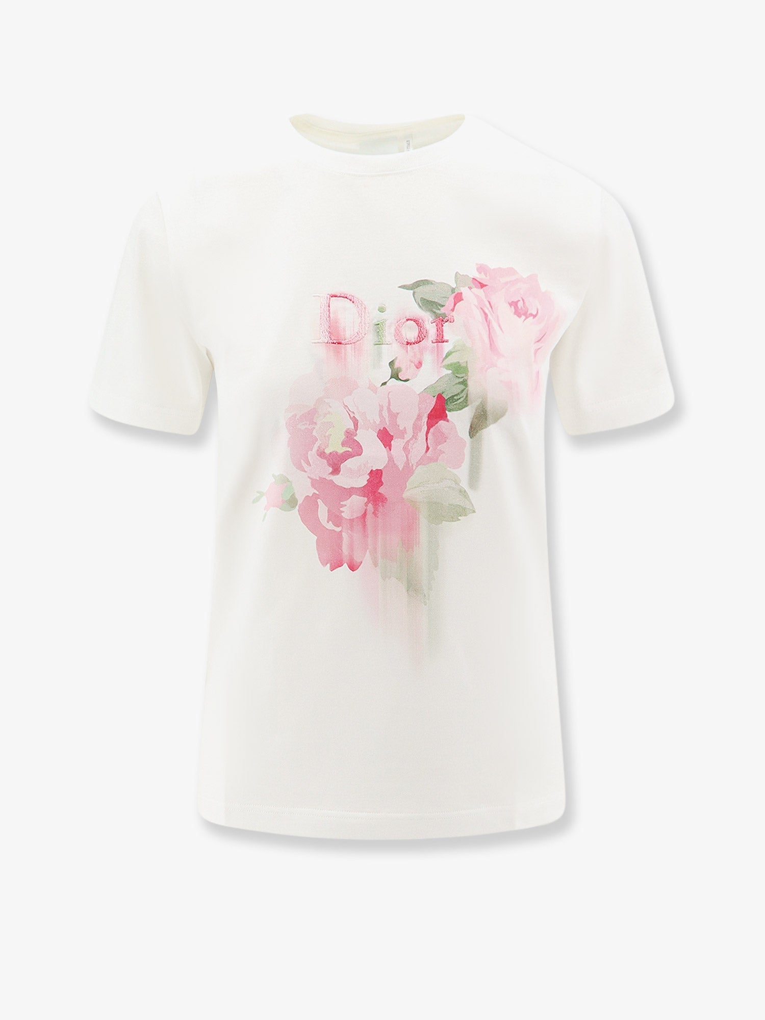 Dior Cotton T-shirt With Dior Painted Roses Print
