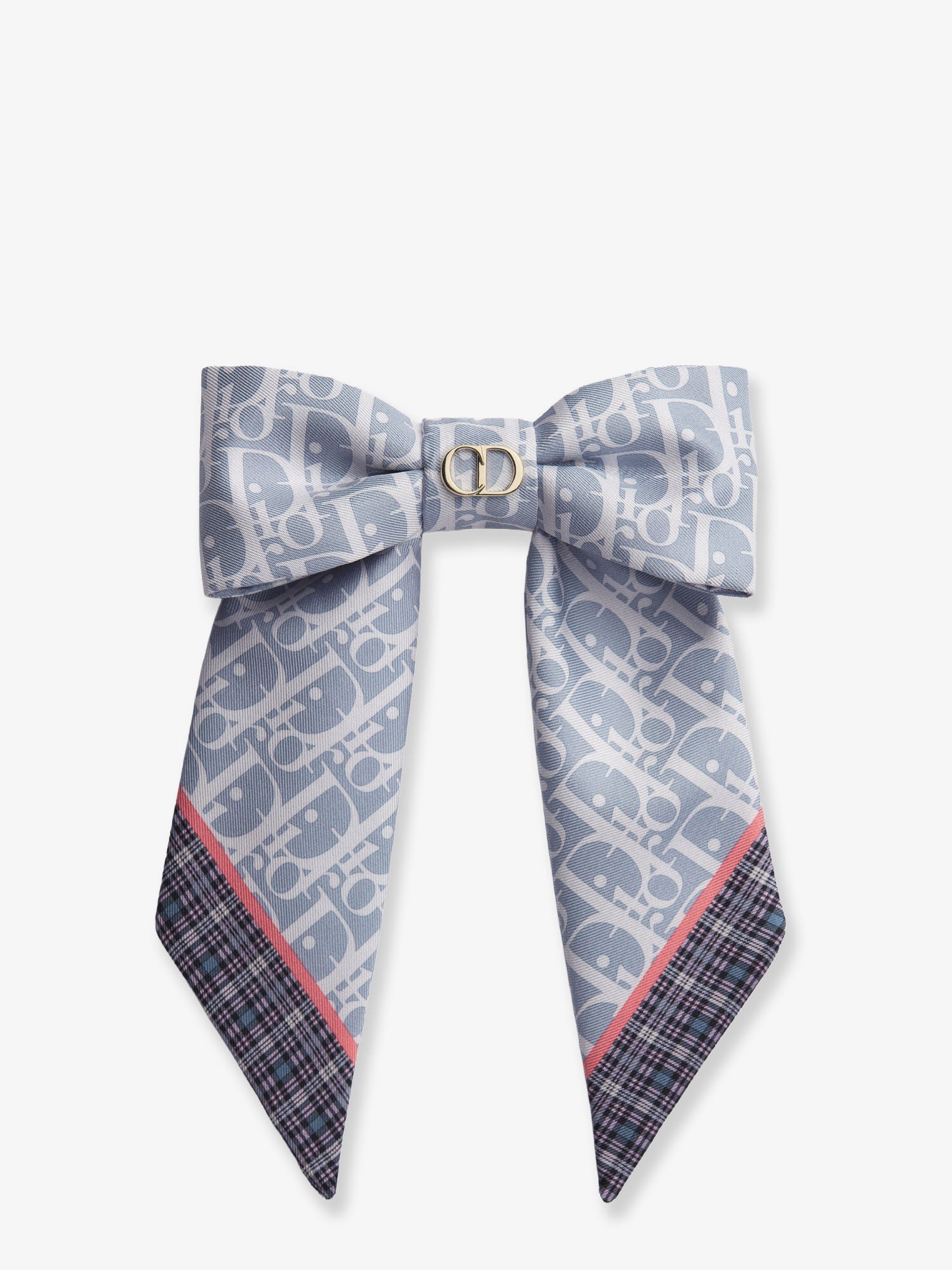 Dior Dior Twist Infini Tartan Print Silk Hair Clip