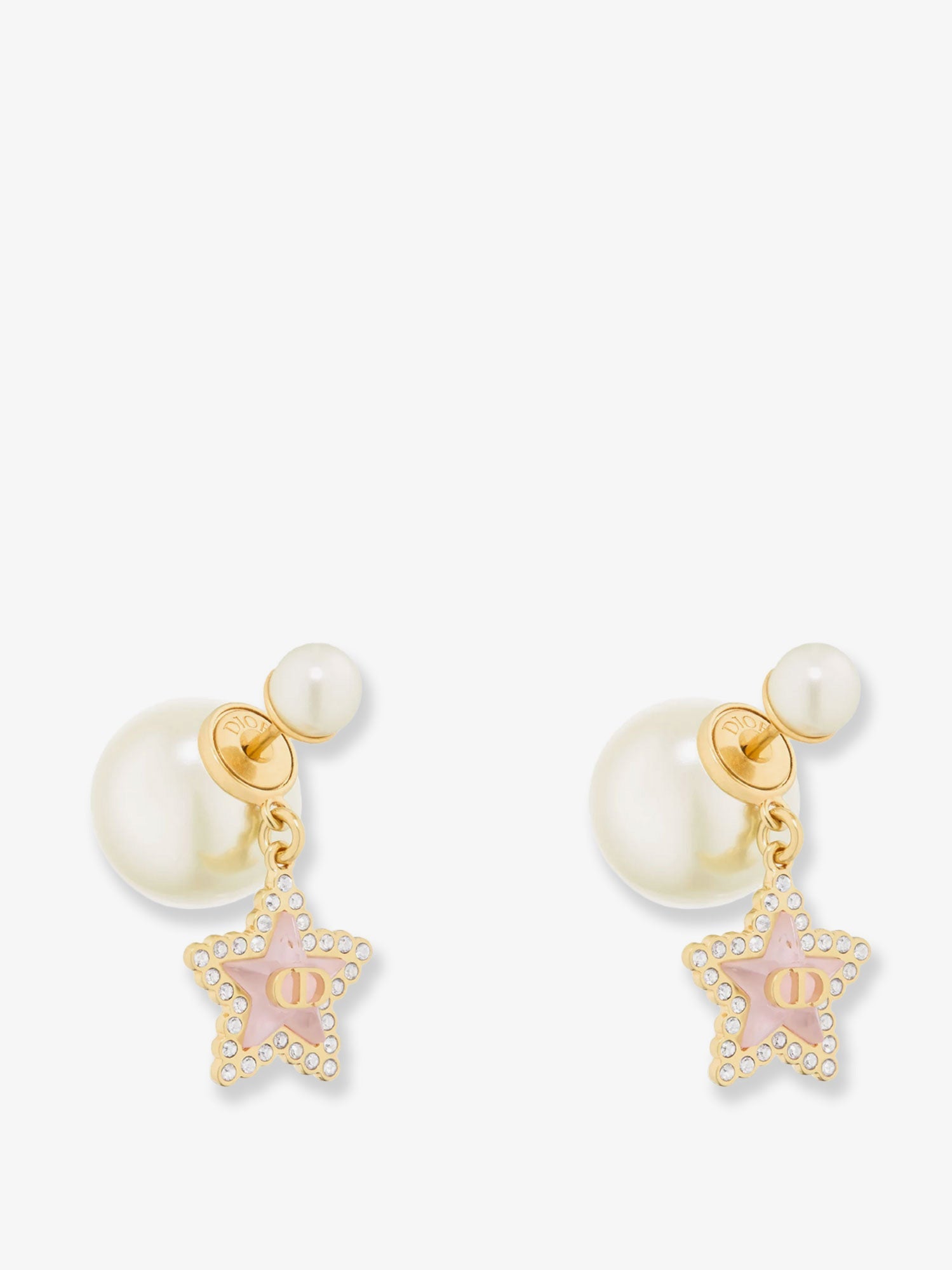 Dior Orecchini In Metallo Con Finitura Oro E Perle In Resina Bianca