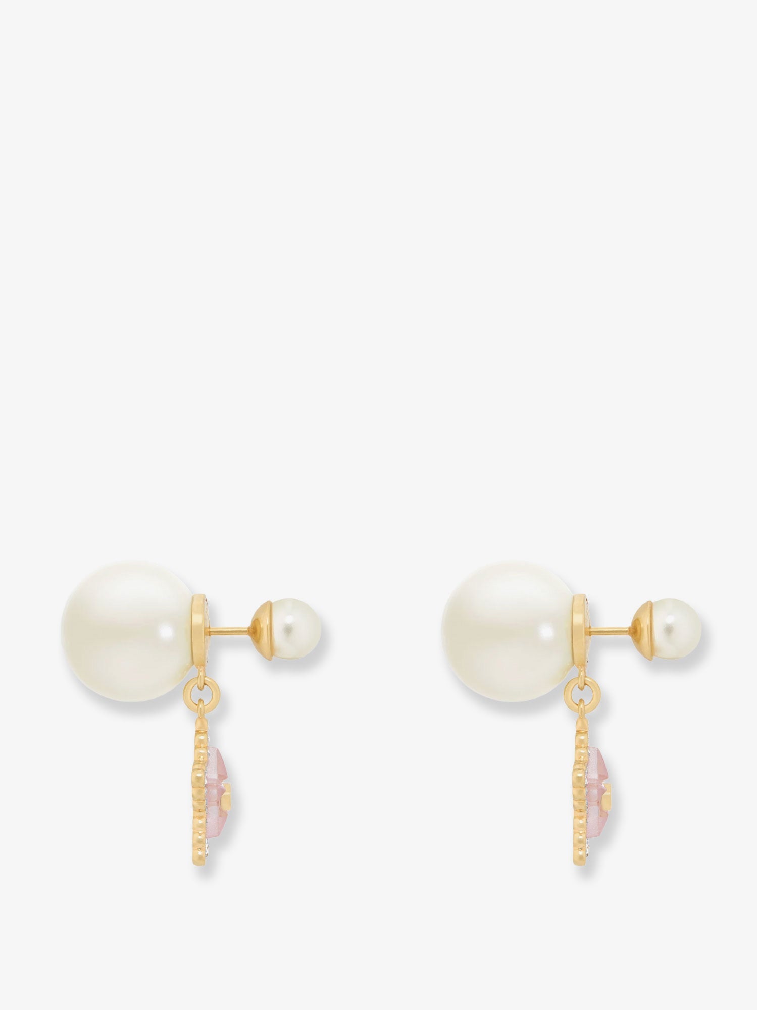 Dior Orecchini In Metallo Con Finitura Oro E Perle In Resina Bianca