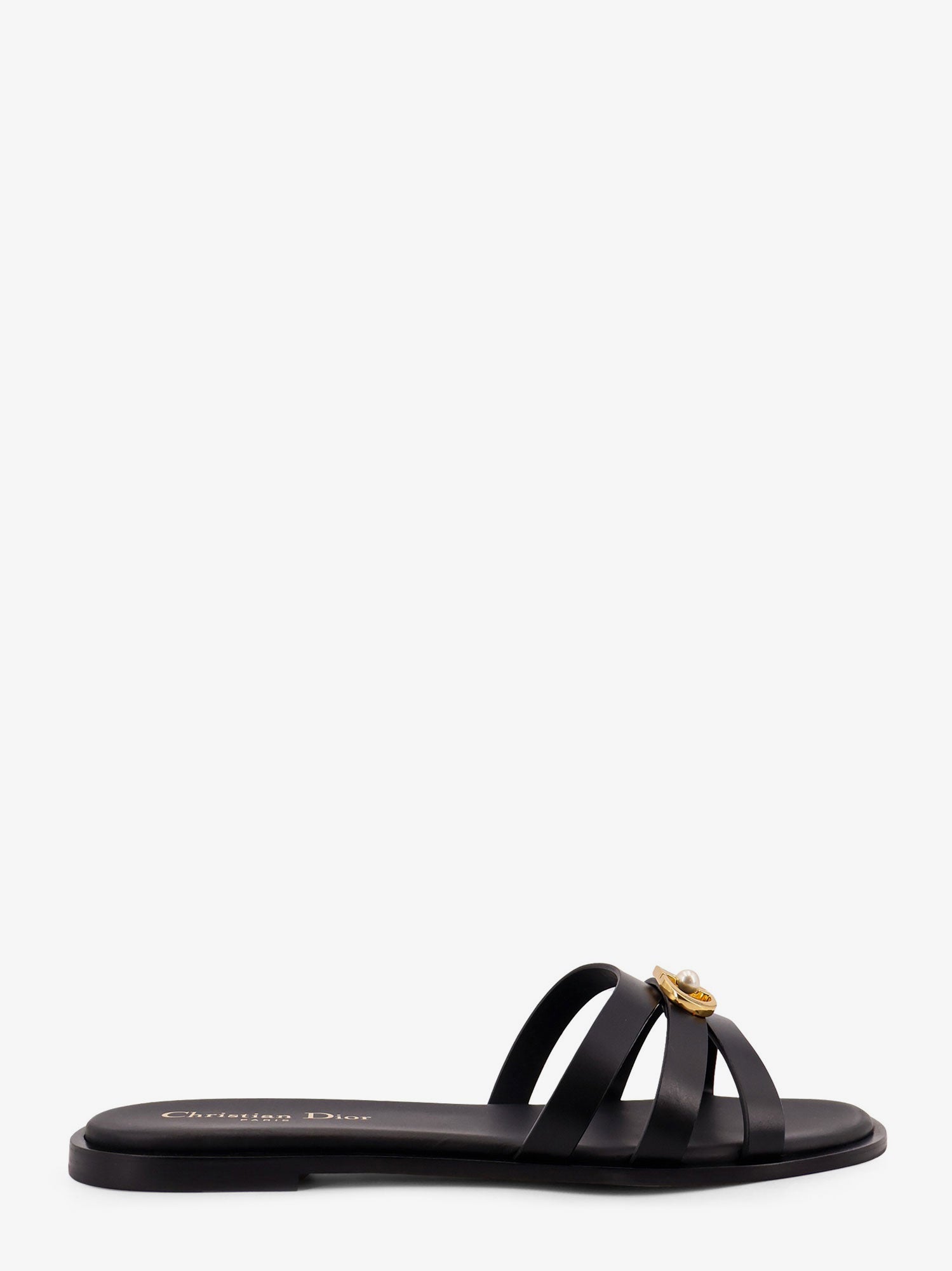 Dior 30m Leather Sandals With Metal Cd Logo