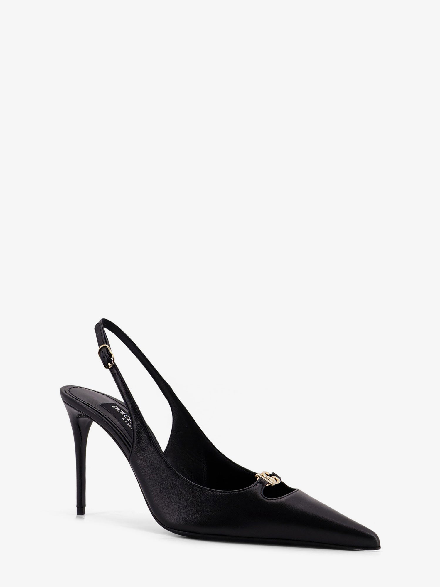 Dolce & Gabbana Leather Pump With Metal Dg Logo