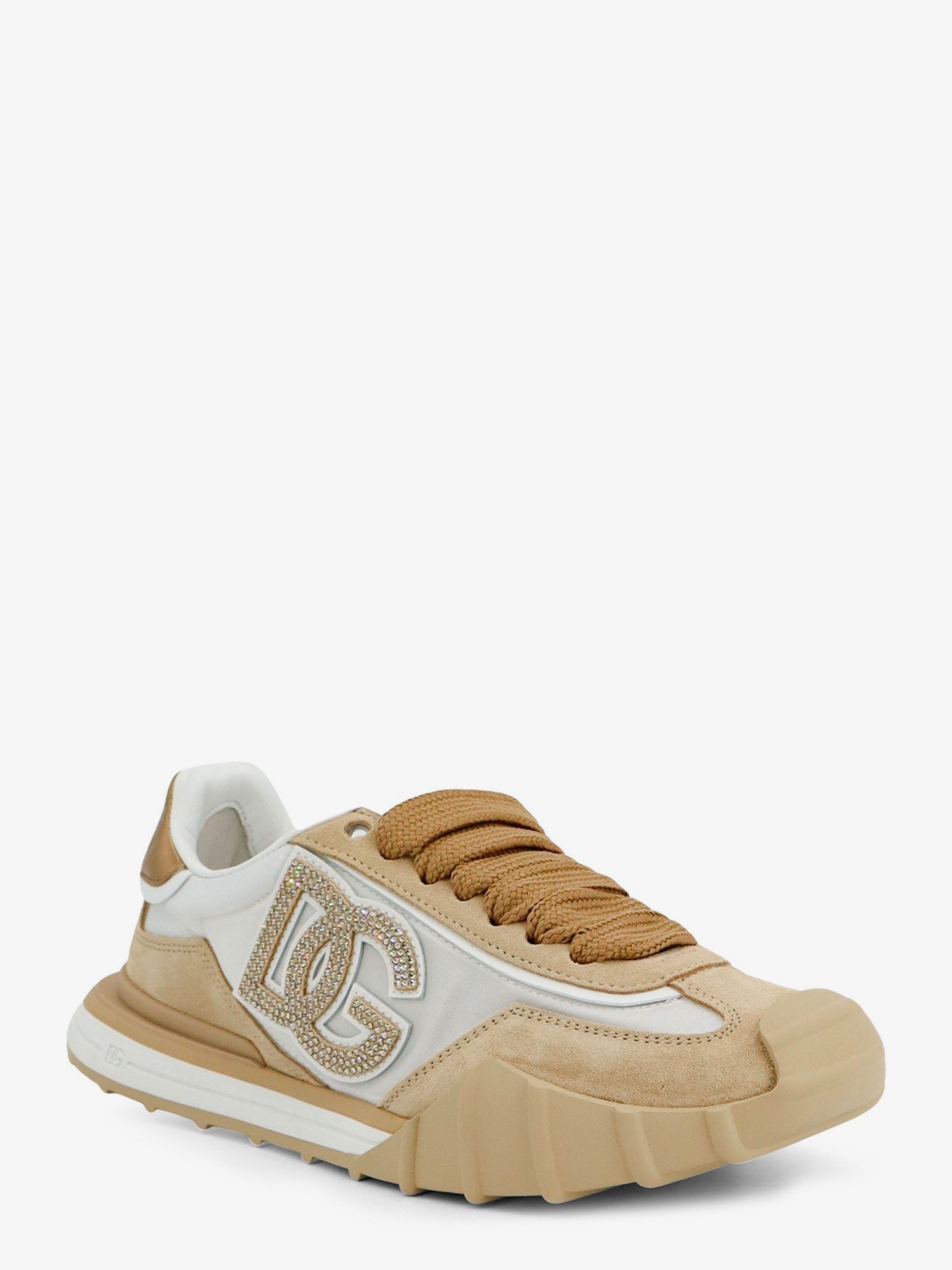 Dolce & Gabbana Nylon And Suede Sneakers With Rhinestone Dg Logo
