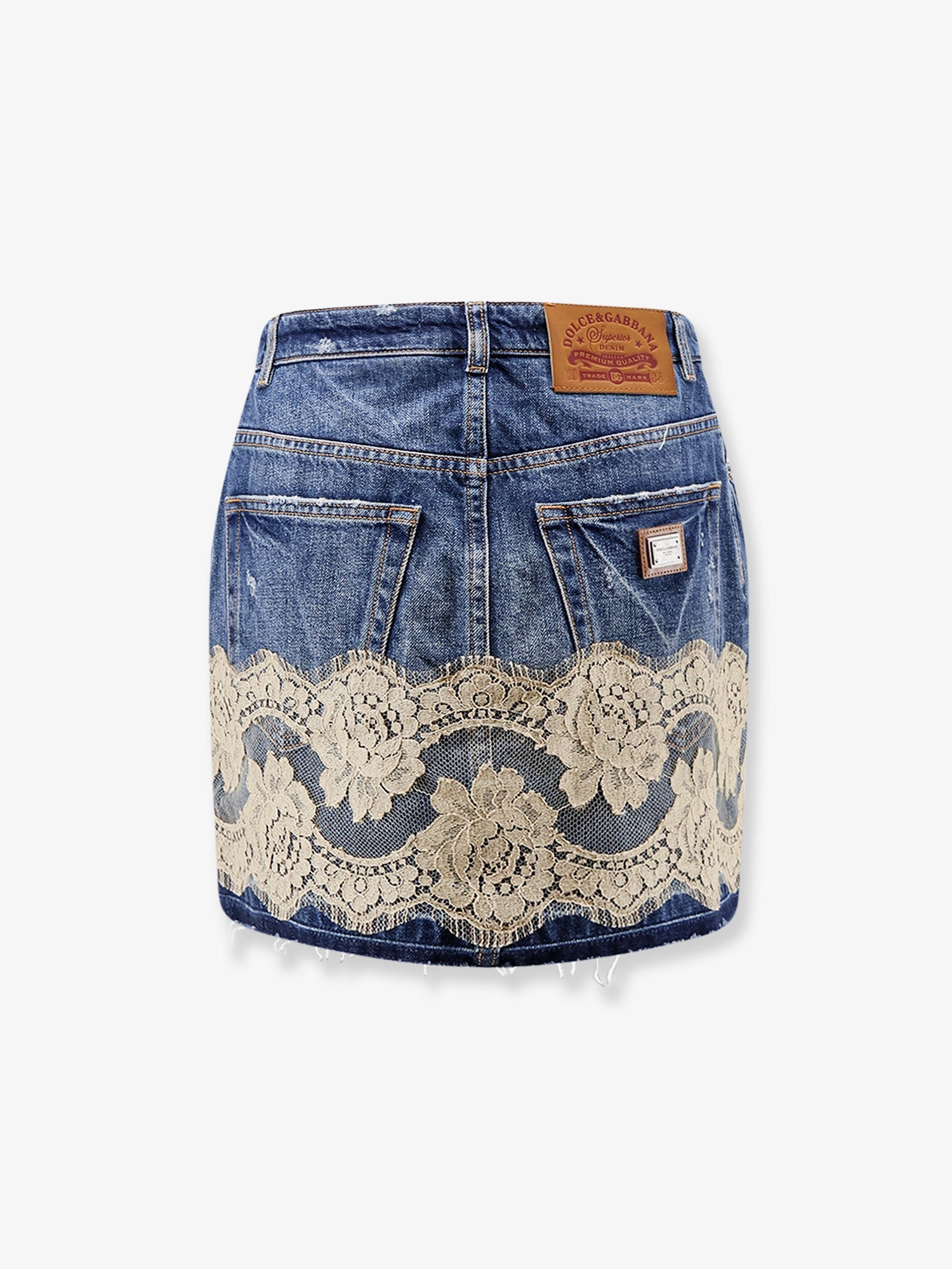 Dolce & Gabbana Denim Skirt With Lace