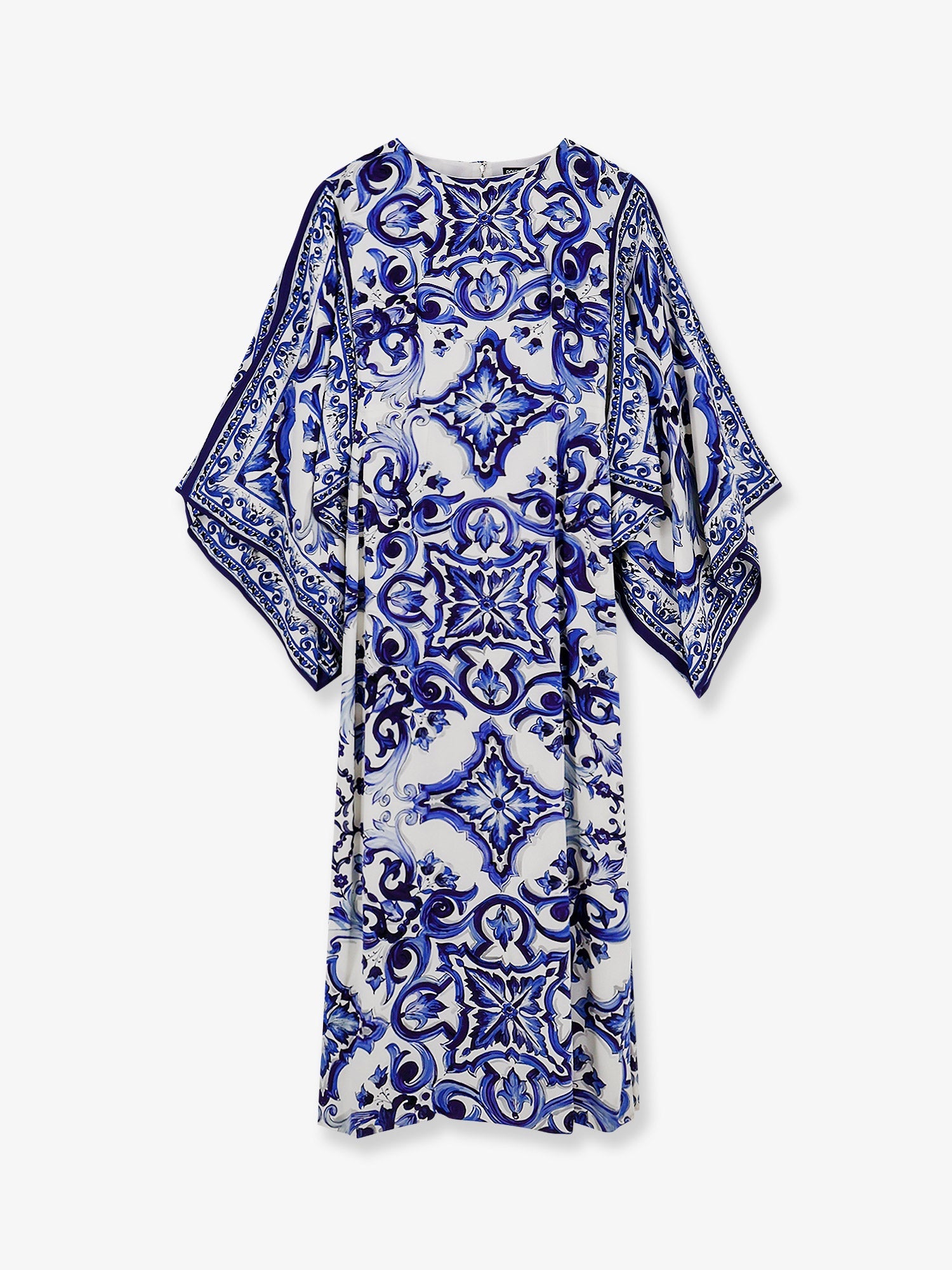 Dolce & Gabbana Stretch Silk Long Dress With Maiolica Print