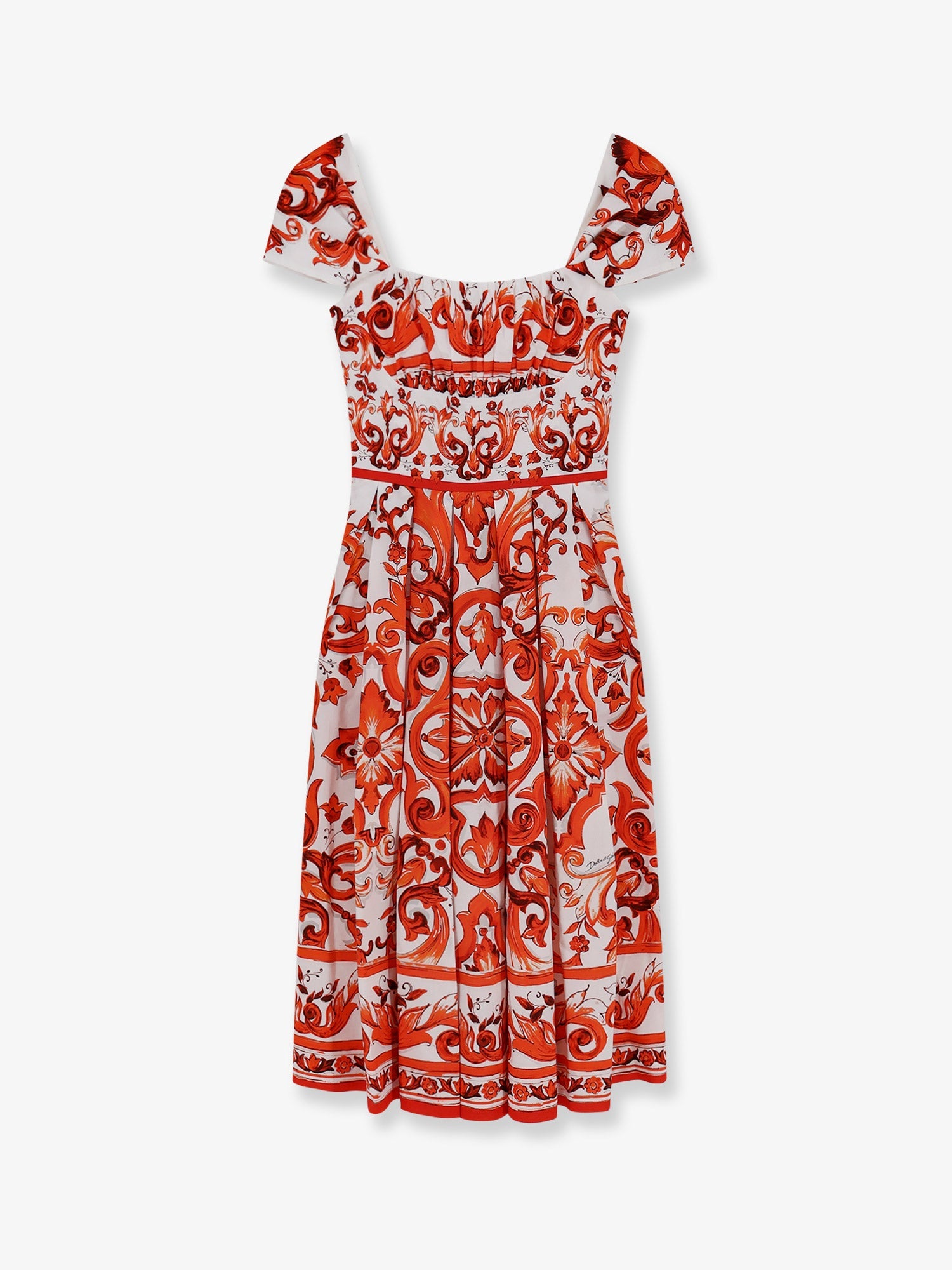 Dolce & Gabbana Cotton Long Dress With Maiolica Print