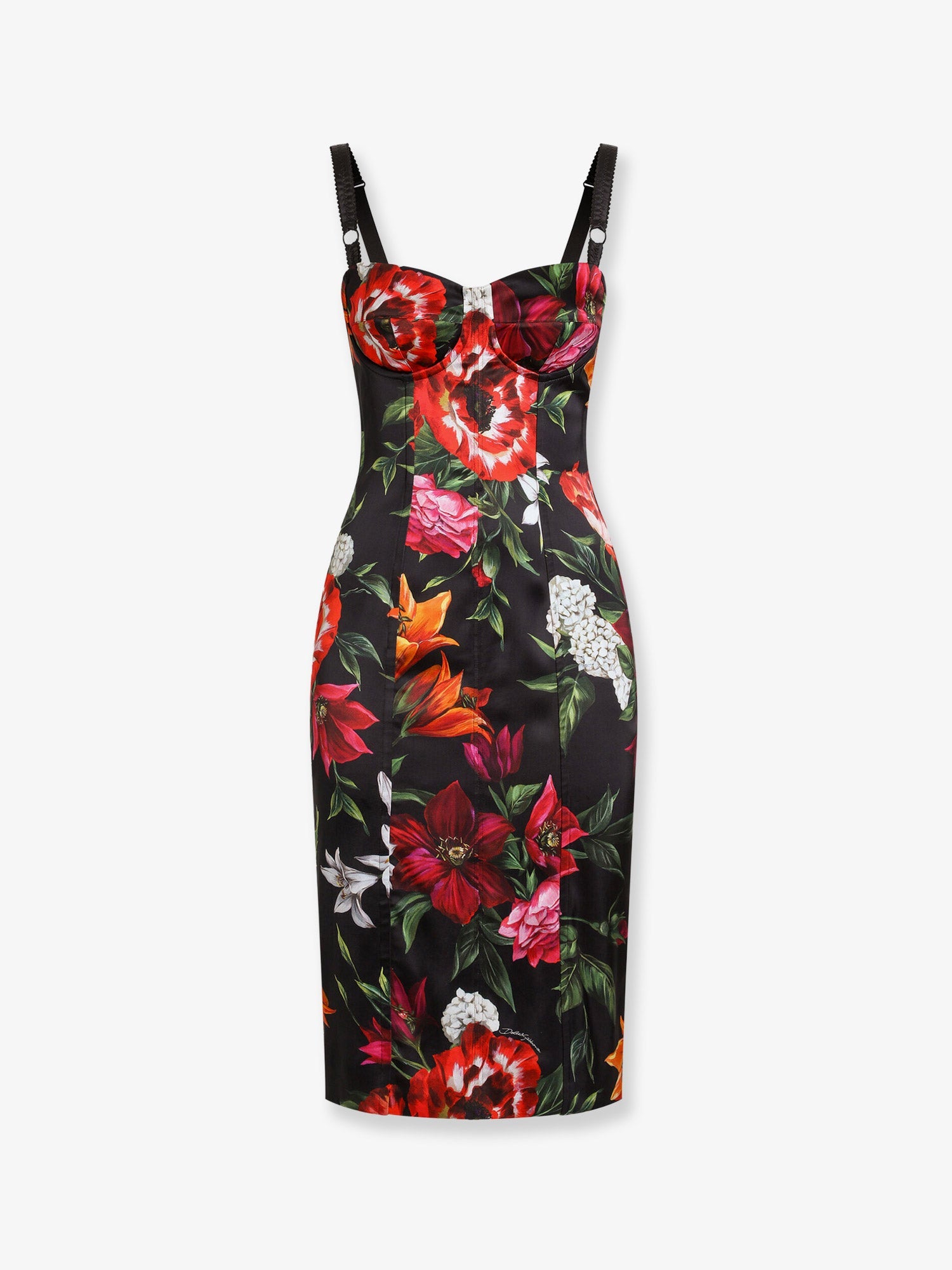 Dolce & Gabbana Satin Dress With Floral Print
