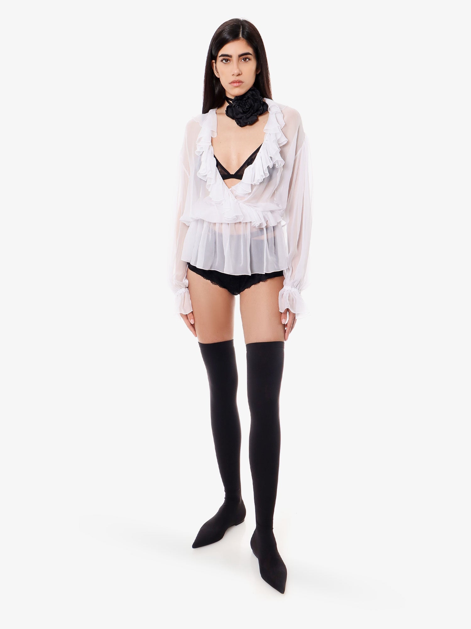 Dolce & Gabbana Silk Shirt With Rouches