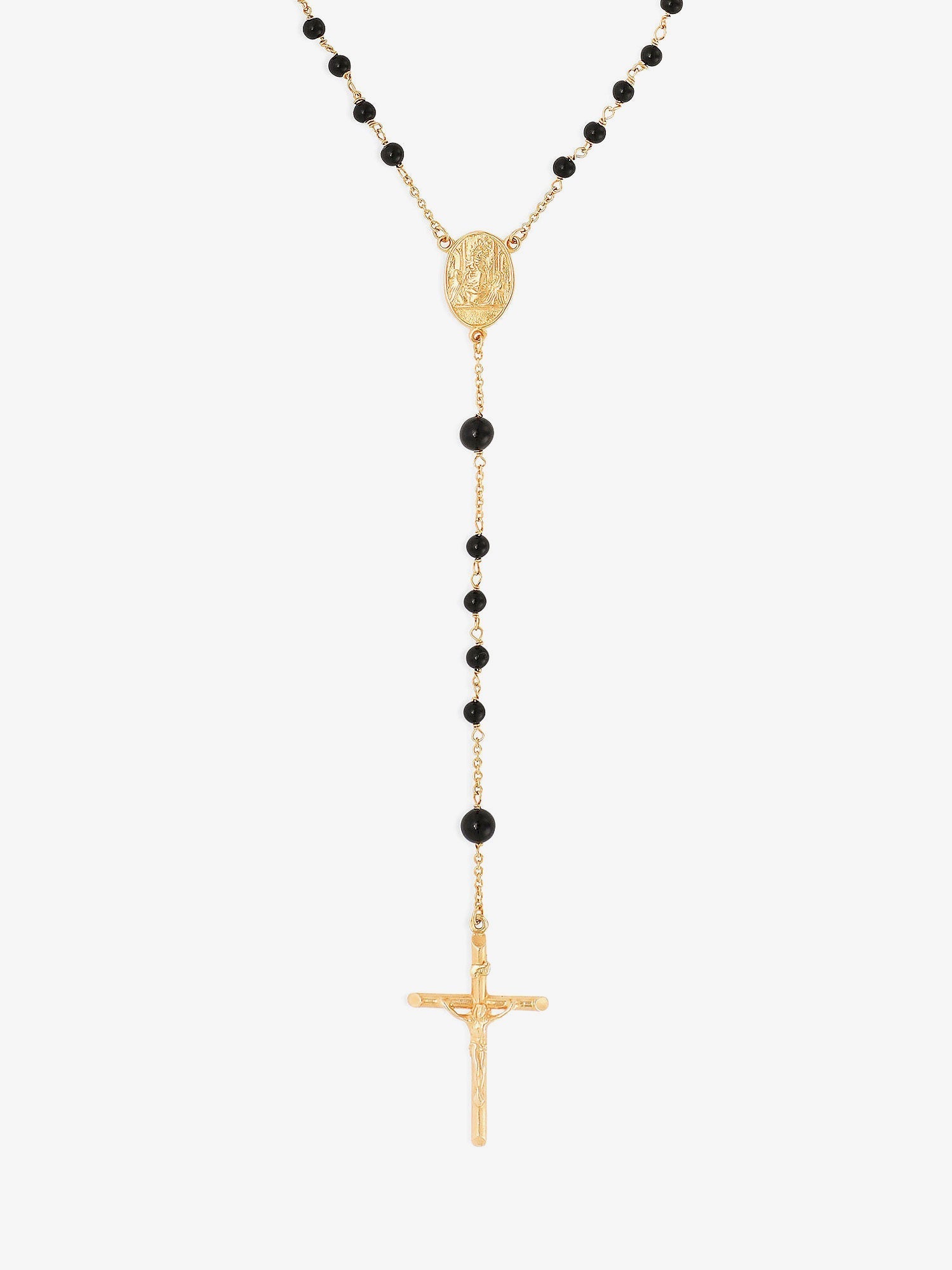 Dolce & Gabbana Gold Brass Rosary With Natural Stones