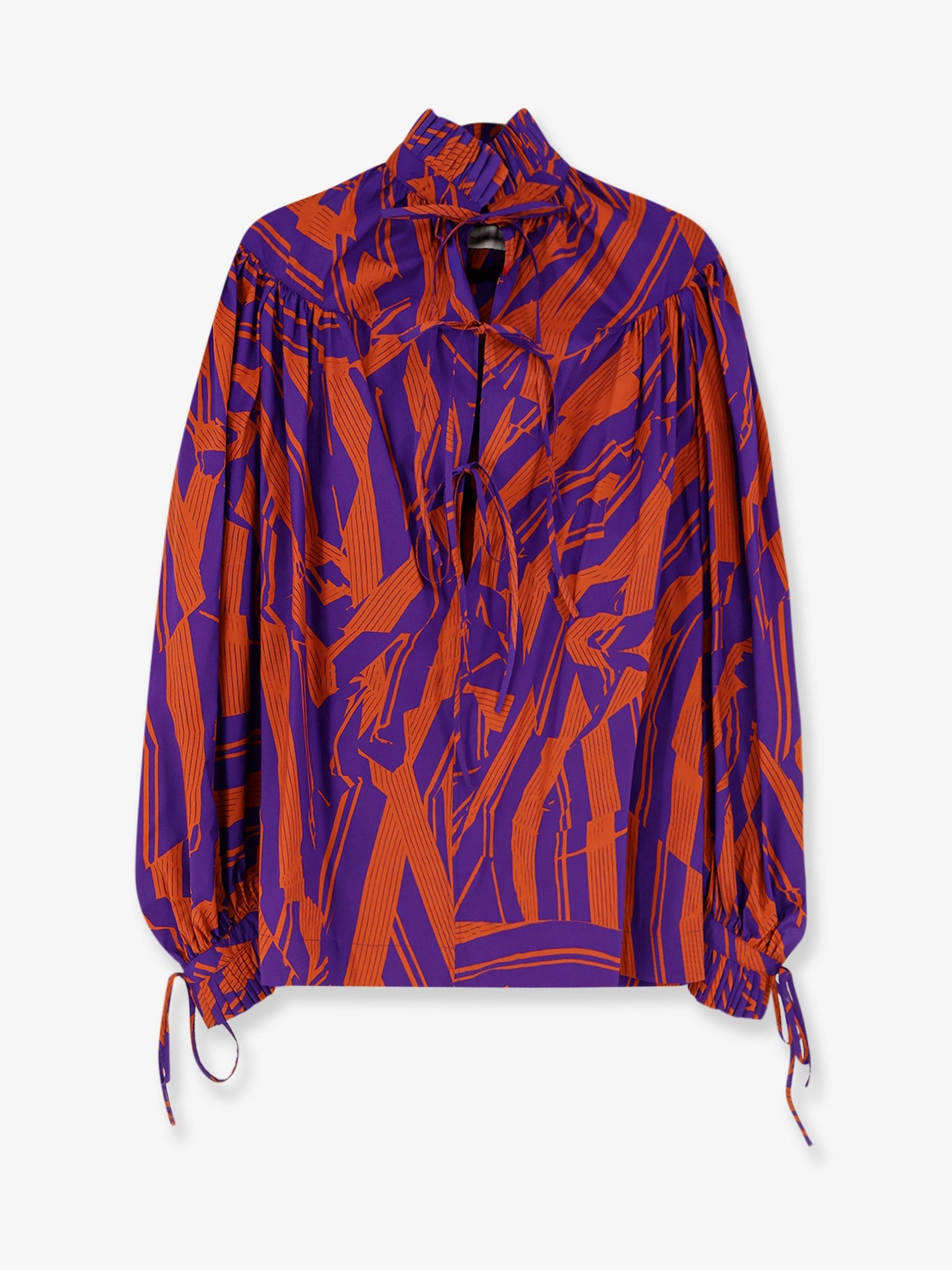Dries Van Noten Catya Cotton Shirt With Crushed Stripe Print