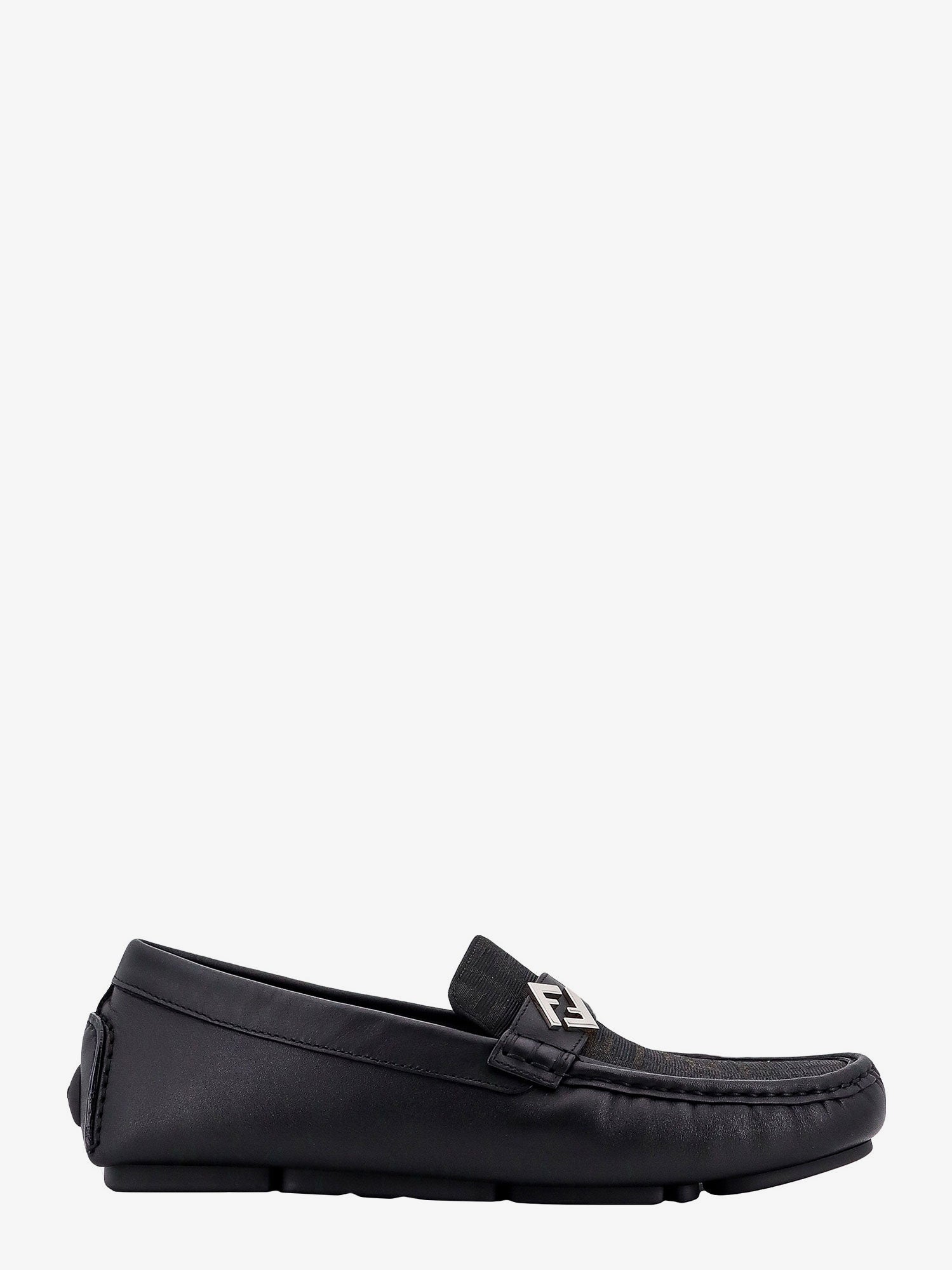 Fendi Leather And Canvas Loafers