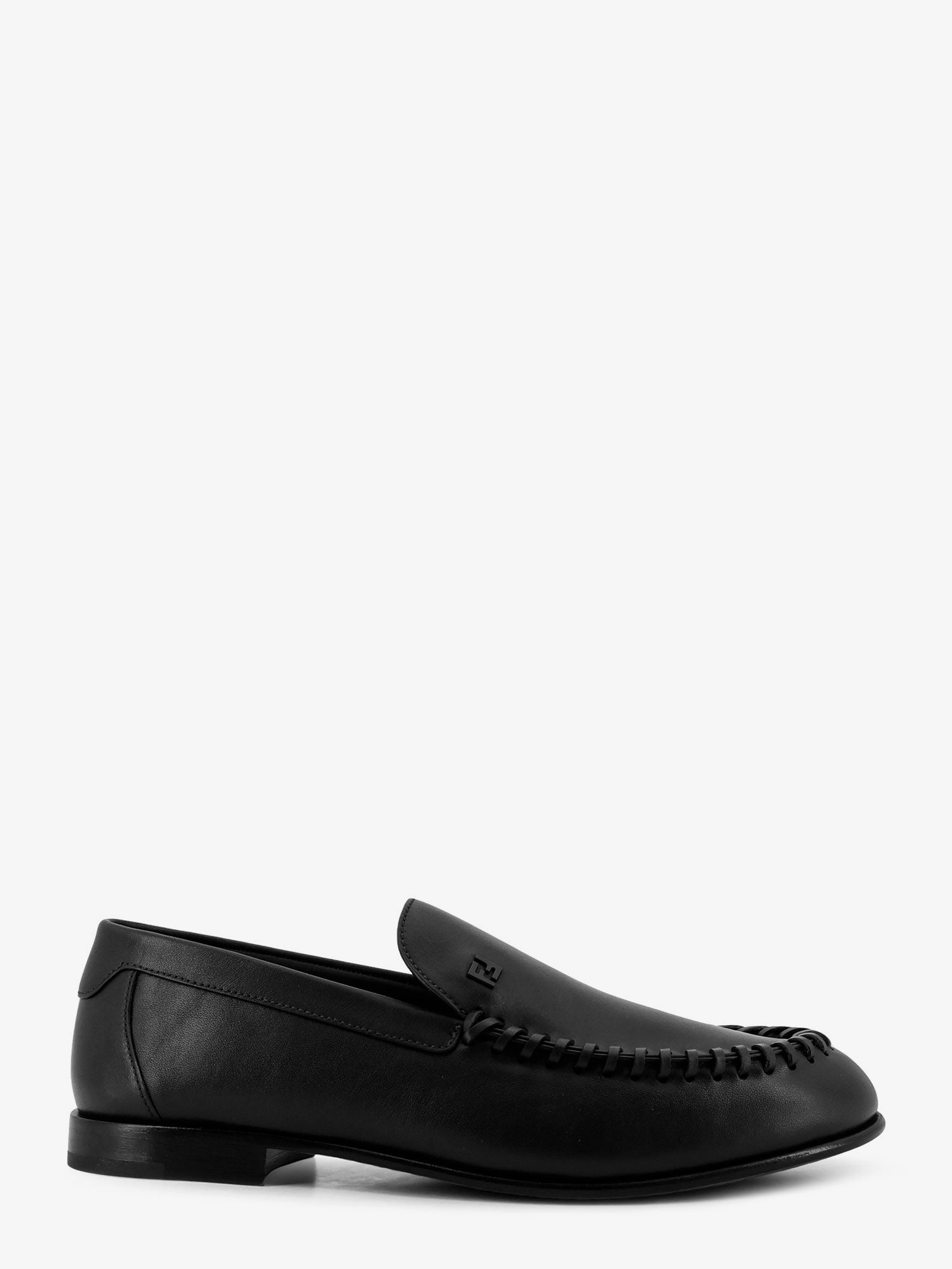 Fendi Leather Loafers With Metal Ff Logo
