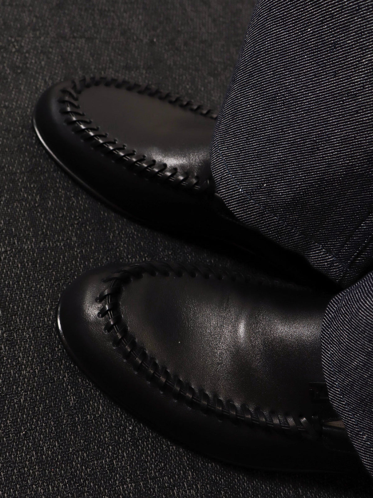 Fendi Leather Loafers With Metal Ff Logo