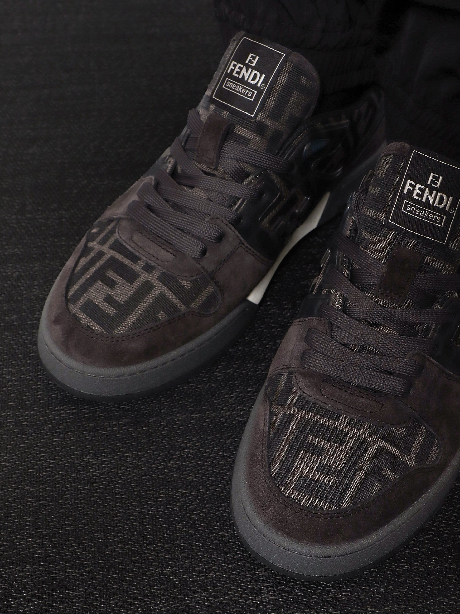Fendi Fendi Match Sneakers In Ff Jacquard Fabric And Suede
