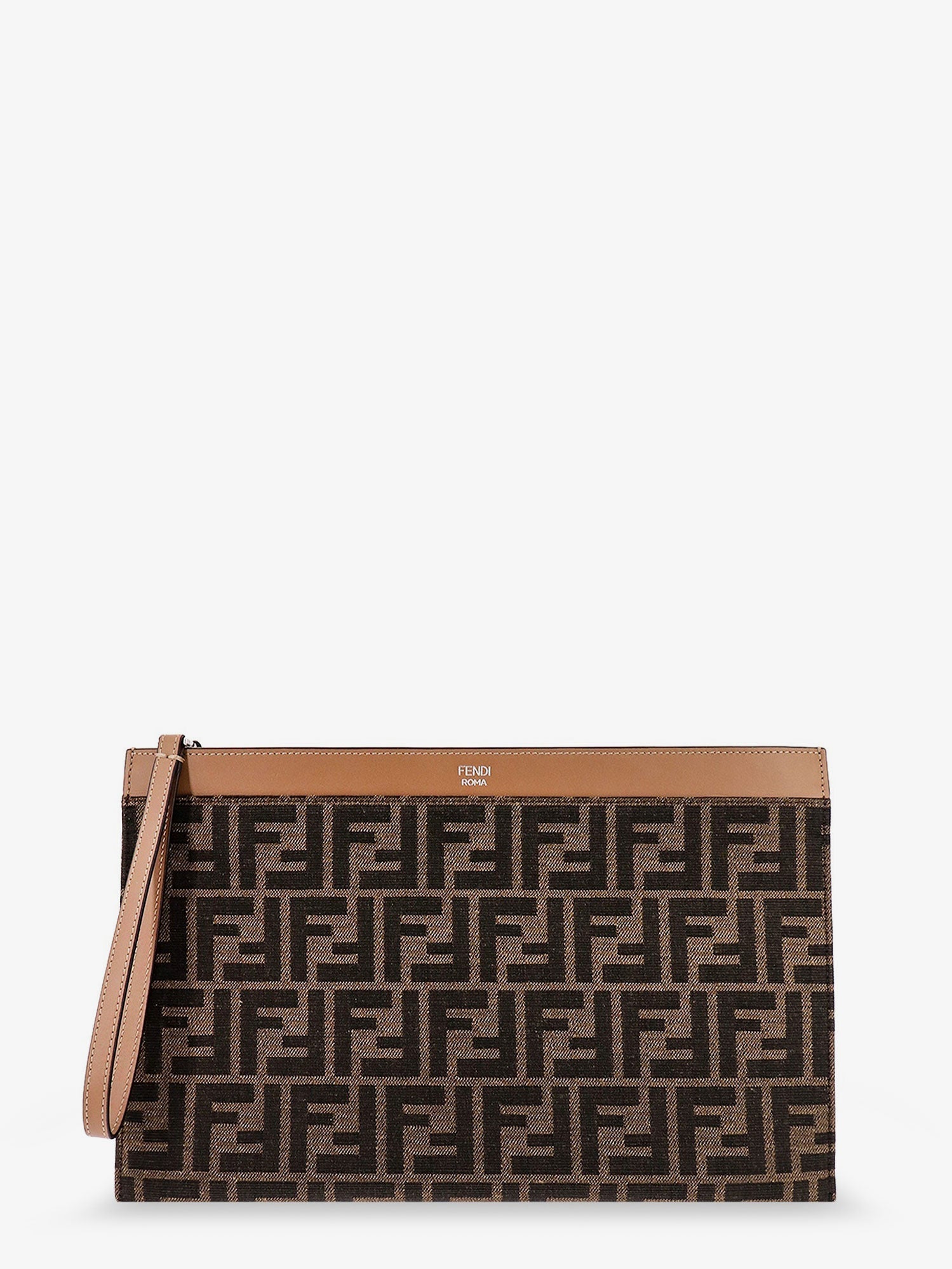 Fendi Ff Jacquard Fabric Medium Flat Pouch