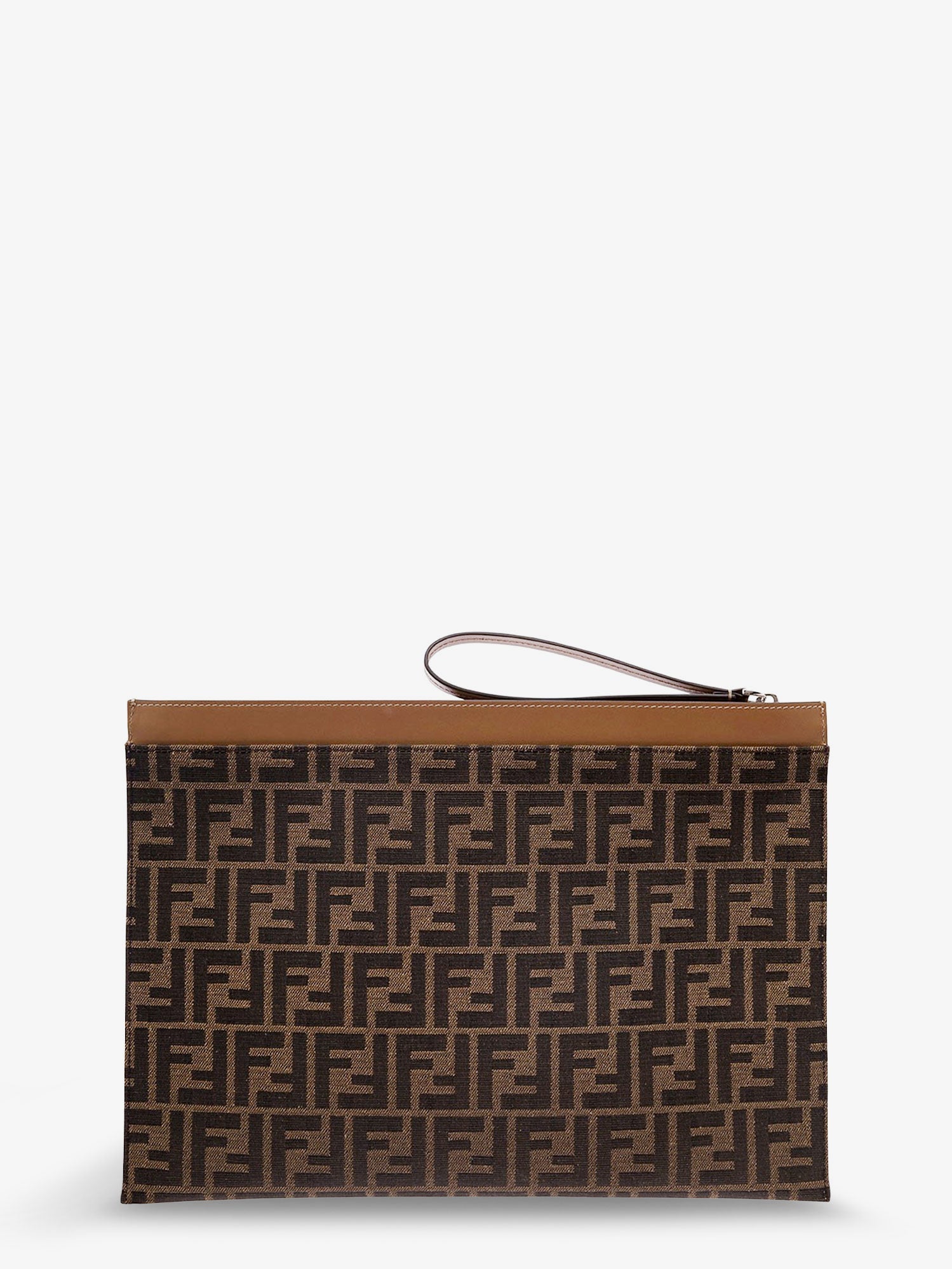 Fendi Ff Jacquard Fabric Flat Pouch Large