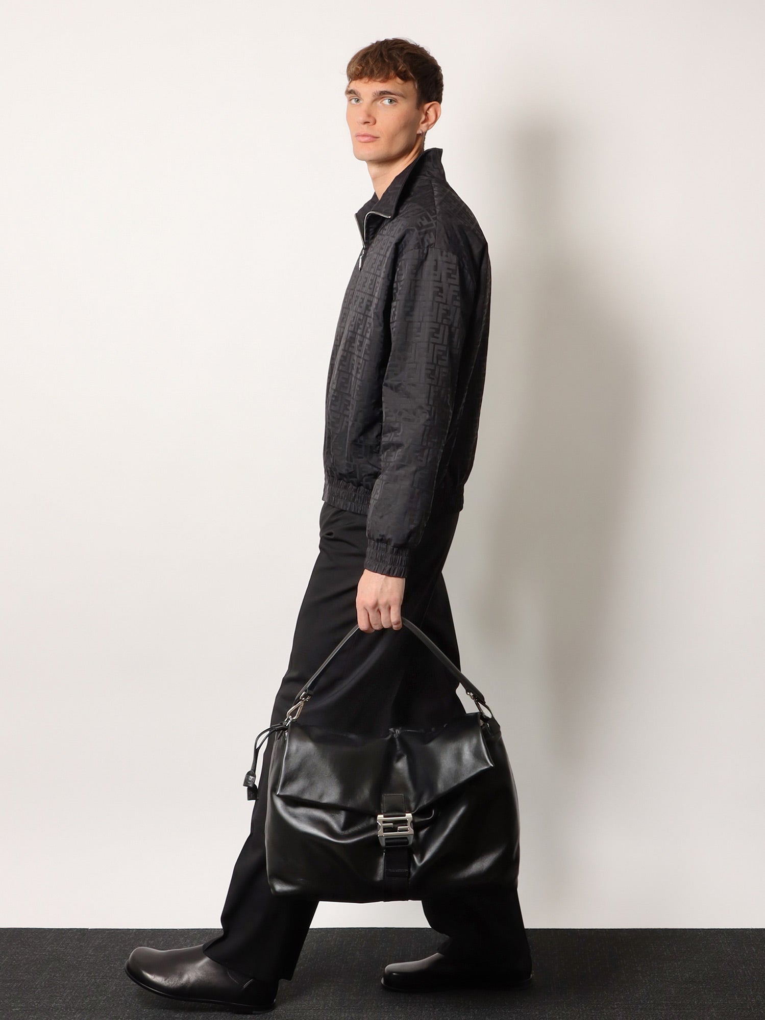 Fendi Fendi Flux Maxi Messenger Leather Crossbody Bag