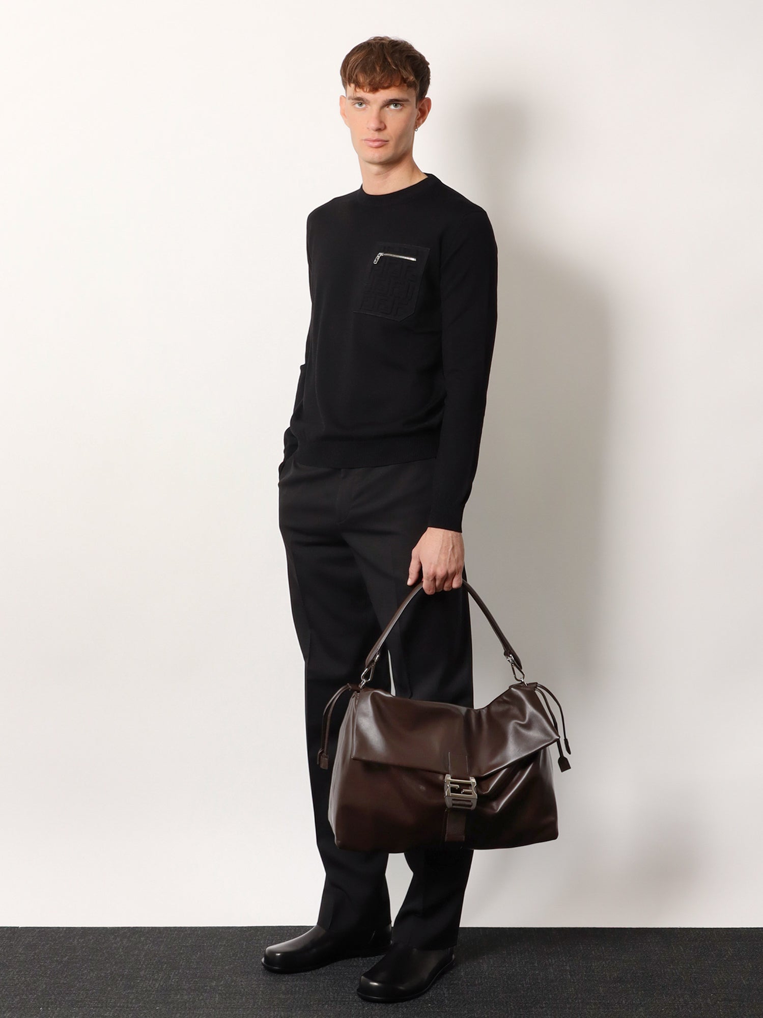 Fendi Fendi Flux Maxi Messenger Leather Shoulder Bag