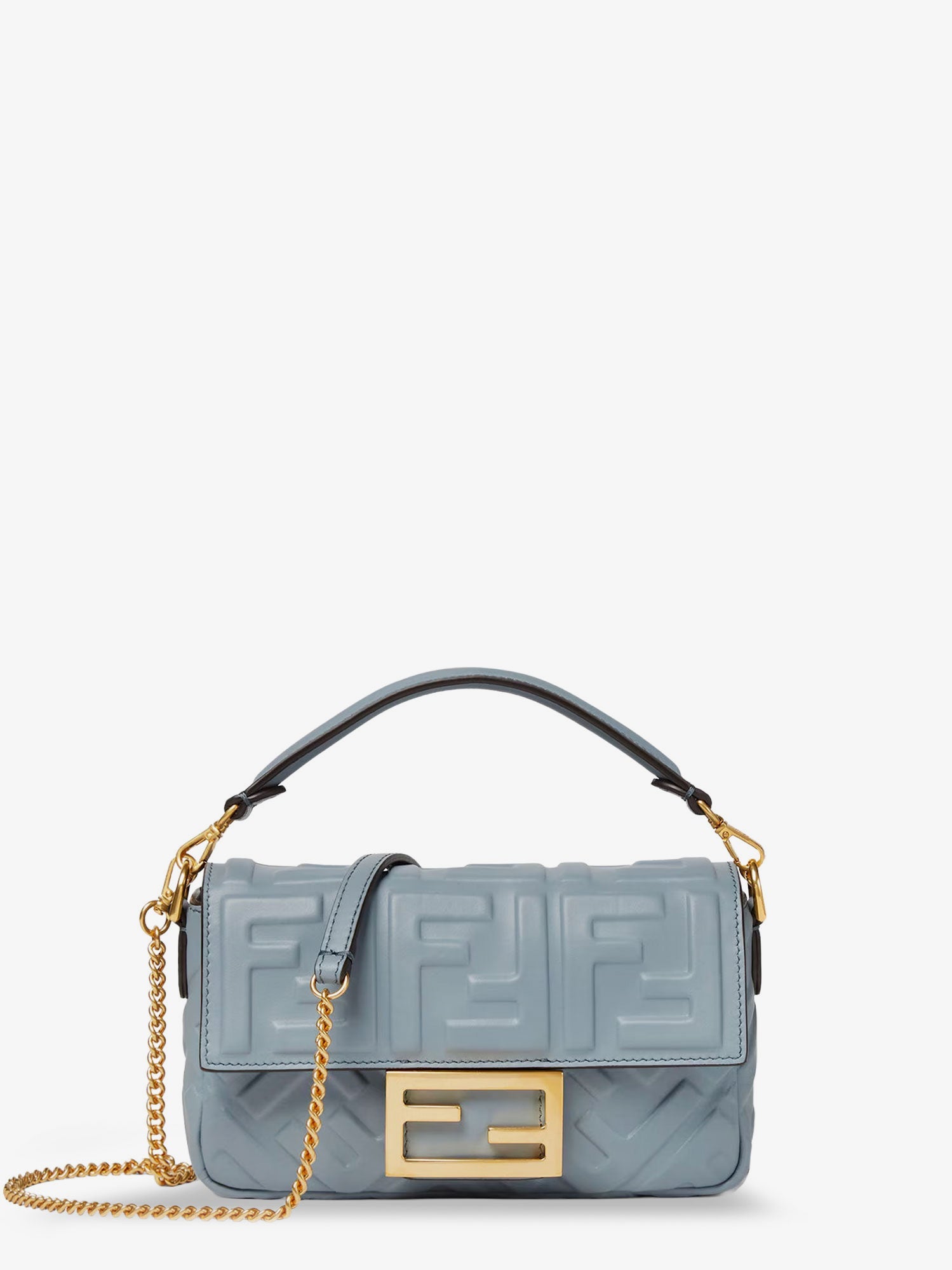 Fendi Baguette Mini Leather Crossbody Bag With Embossed Ff Motif