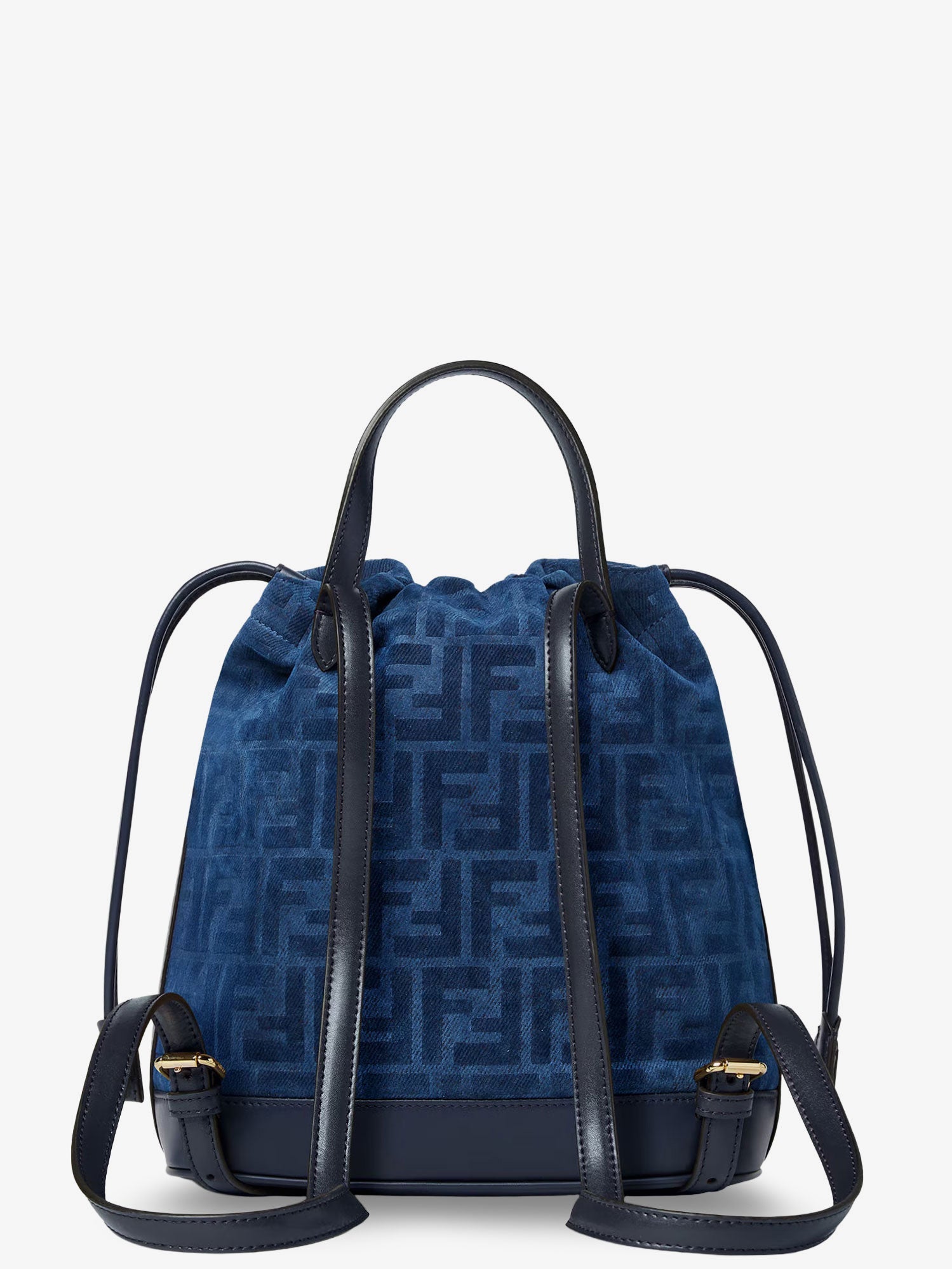 Fendi Denim Backpack With Flocked Ff Detail