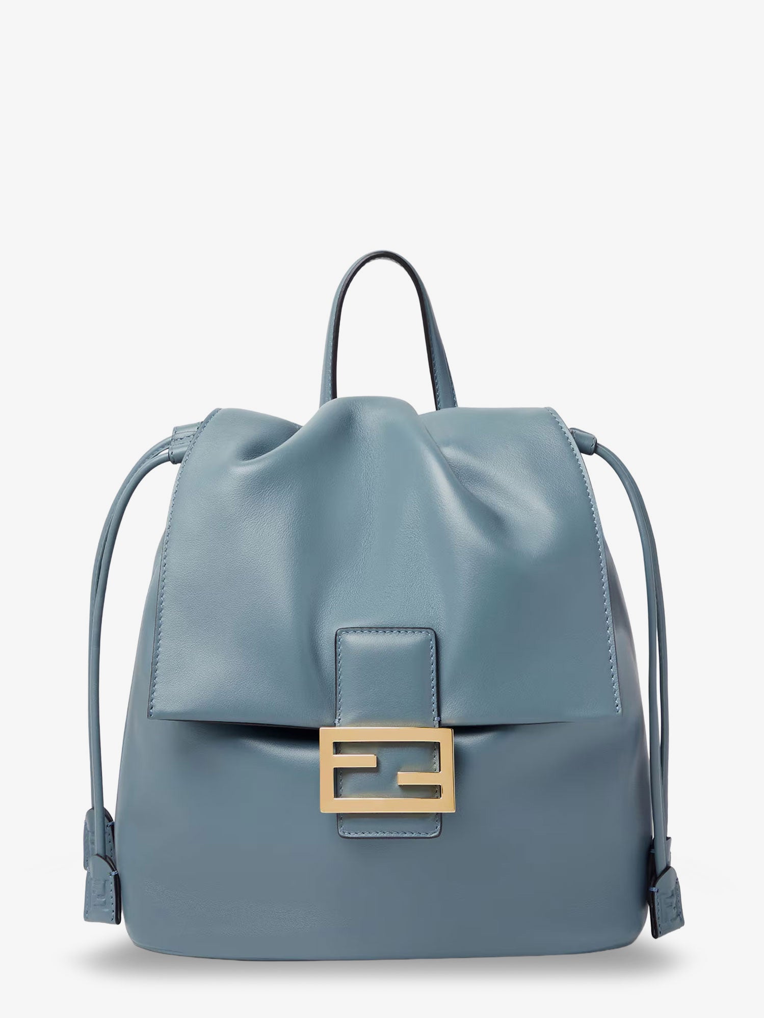 Fendi Leather Backpack With Metal Ff Logo Detail