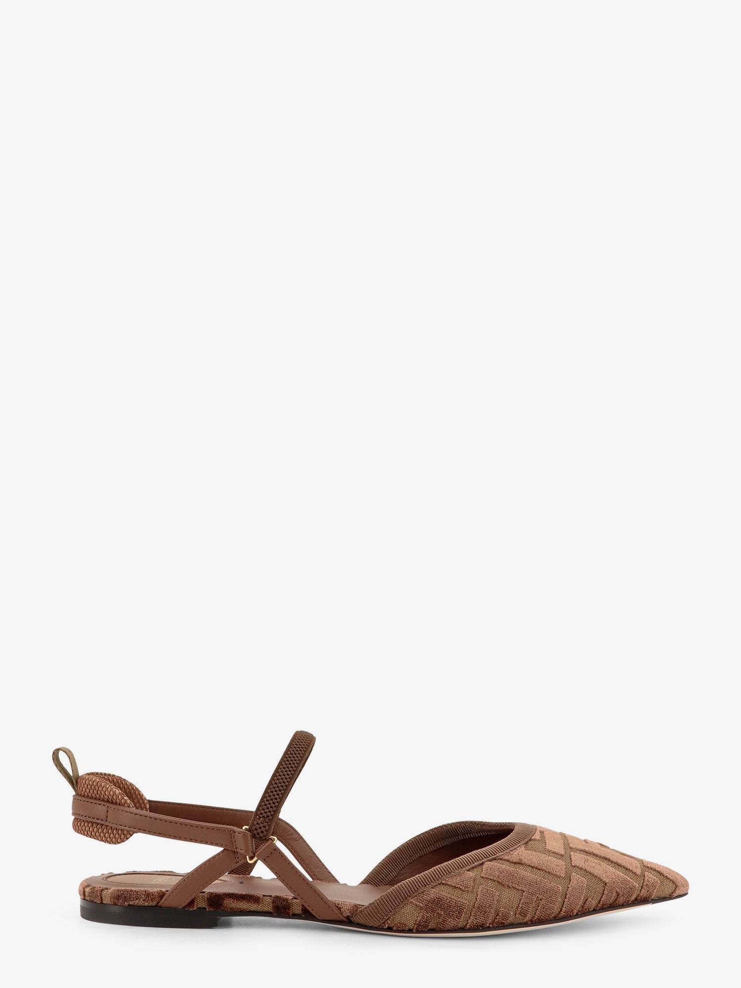 Fendi Ff Jacquard Velvet Slingback Ballerinas