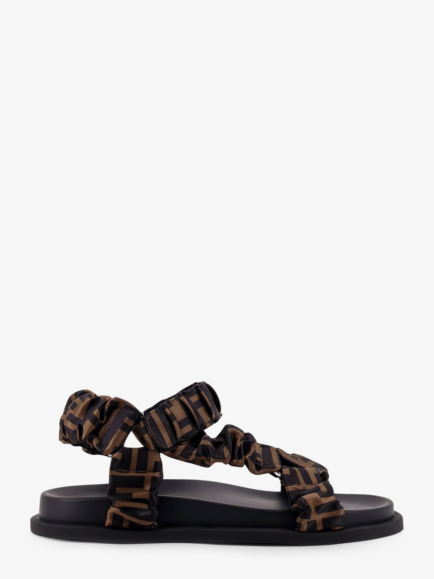 Fendi Feel Sandals In Elastic Satin With Ff Motif