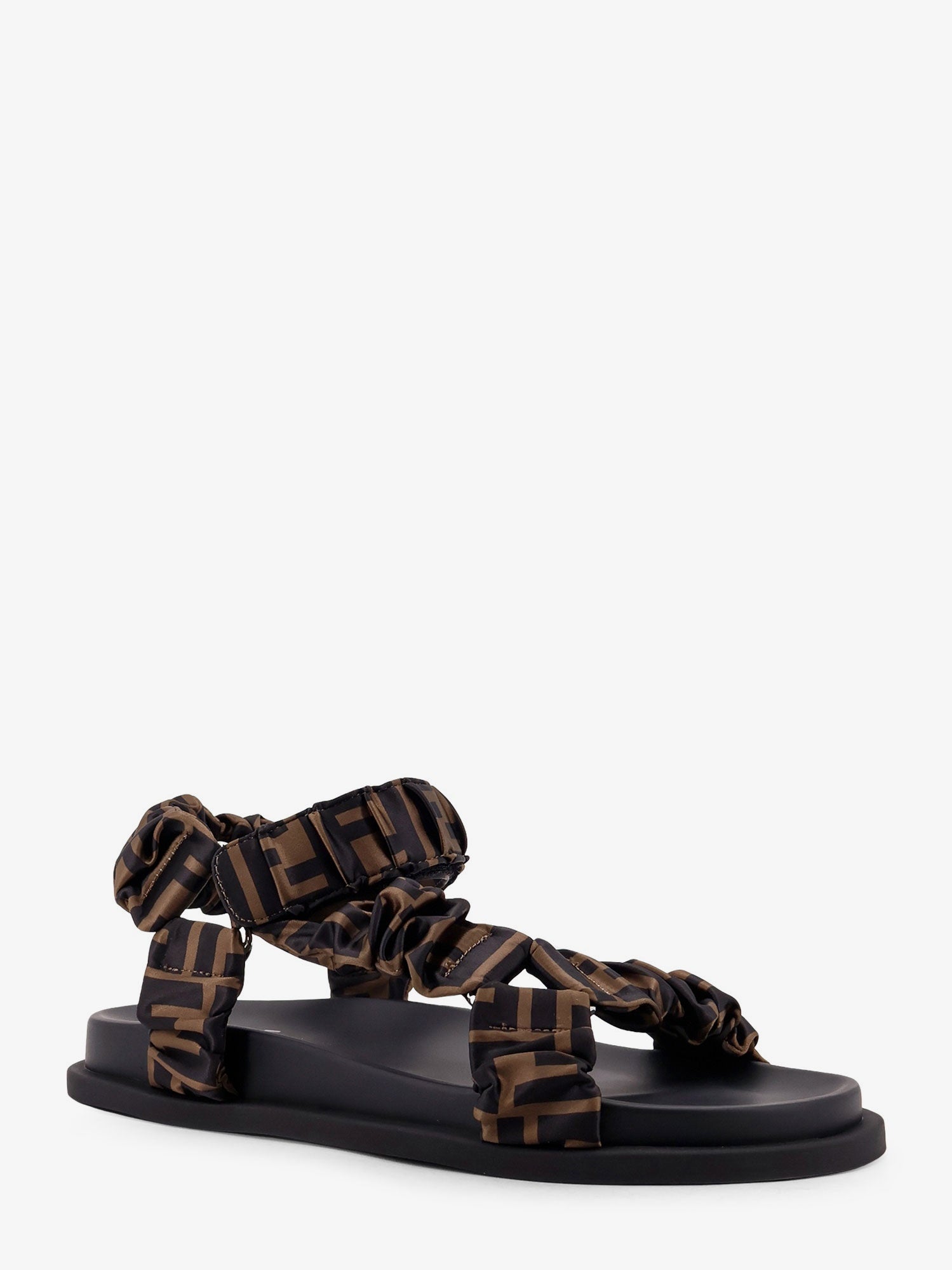 Fendi Feel Sandals In Elastic Satin With Ff Motif